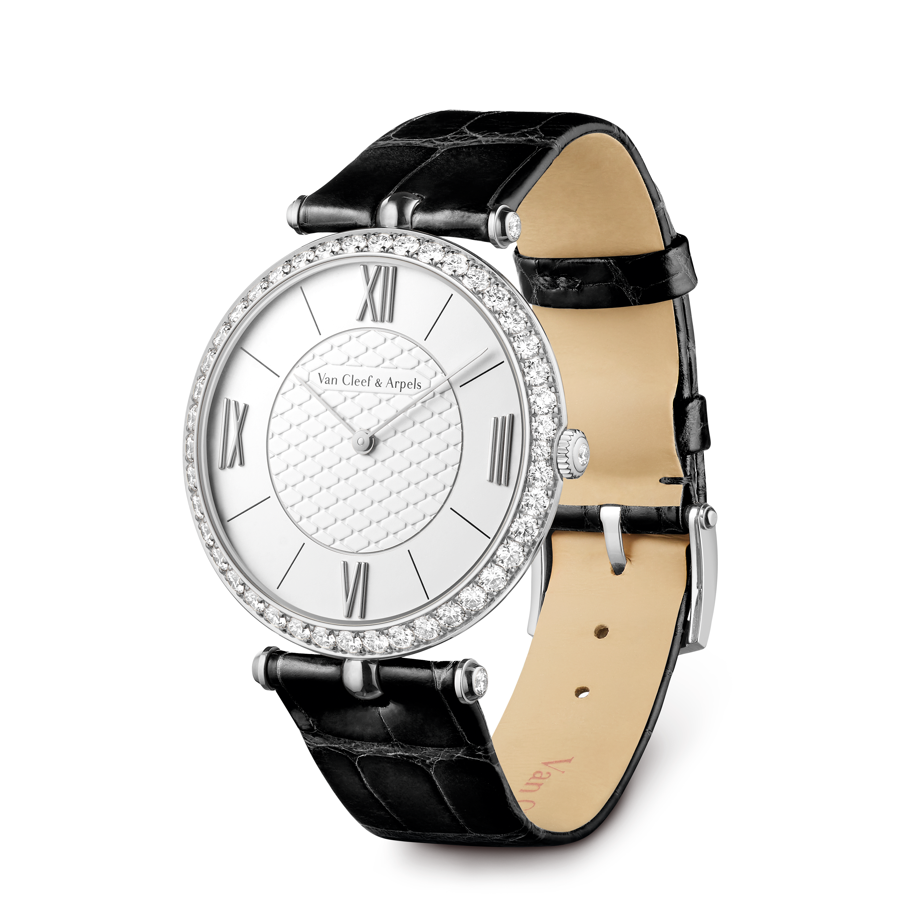 Pierre Arpels腕表，38毫米, 18K白金, 钻石:  81颗,  2.76 克拉, Three Fourth, Watch_梵克雅宝_Van Cleef & Arpels