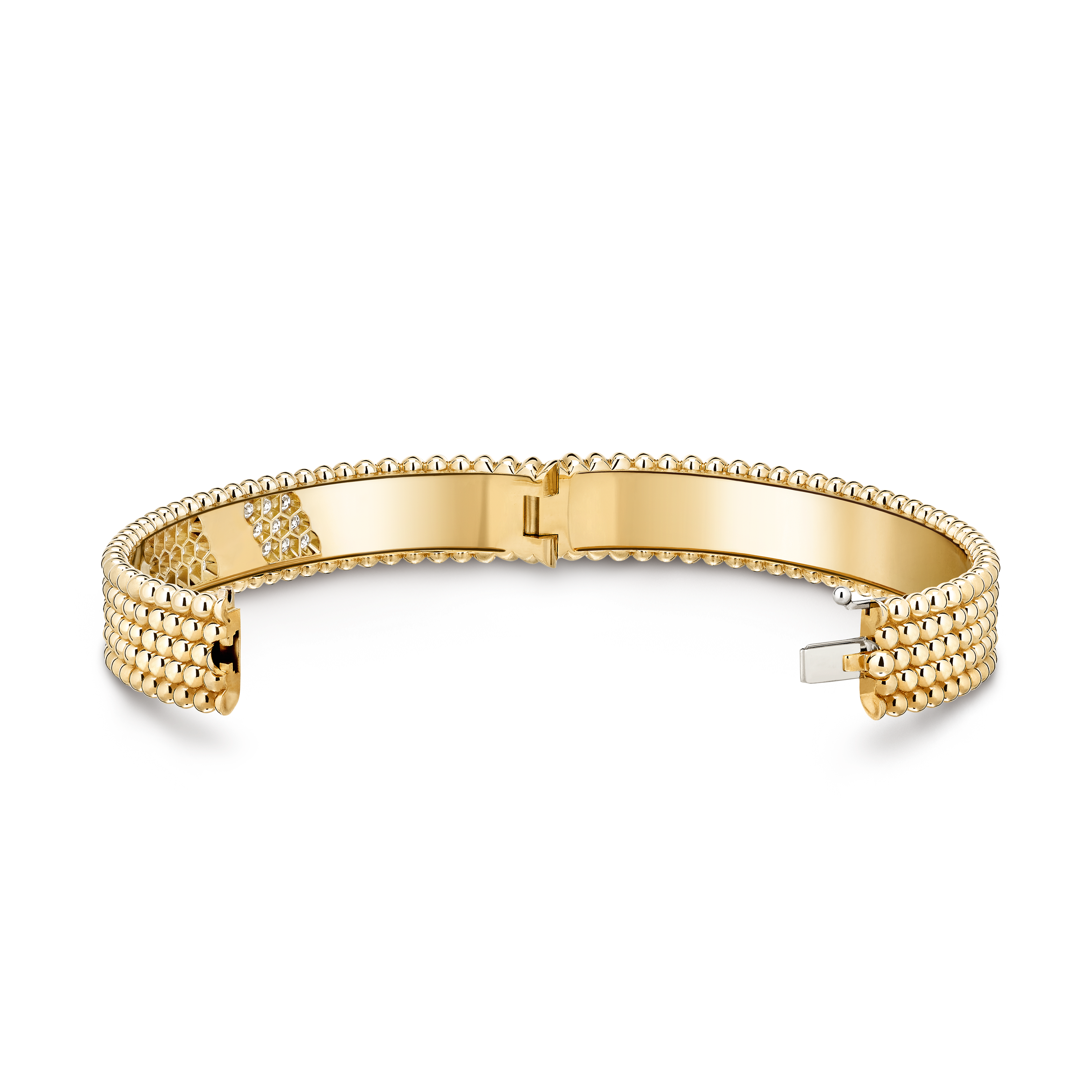 Perlée diamonds bracelet, 5 rows, extra small model, 18K yellow gold, Diamond:  50 stones,  2.01 carats, Open, Jewelry Bracelet - Van Cleef & Arpels