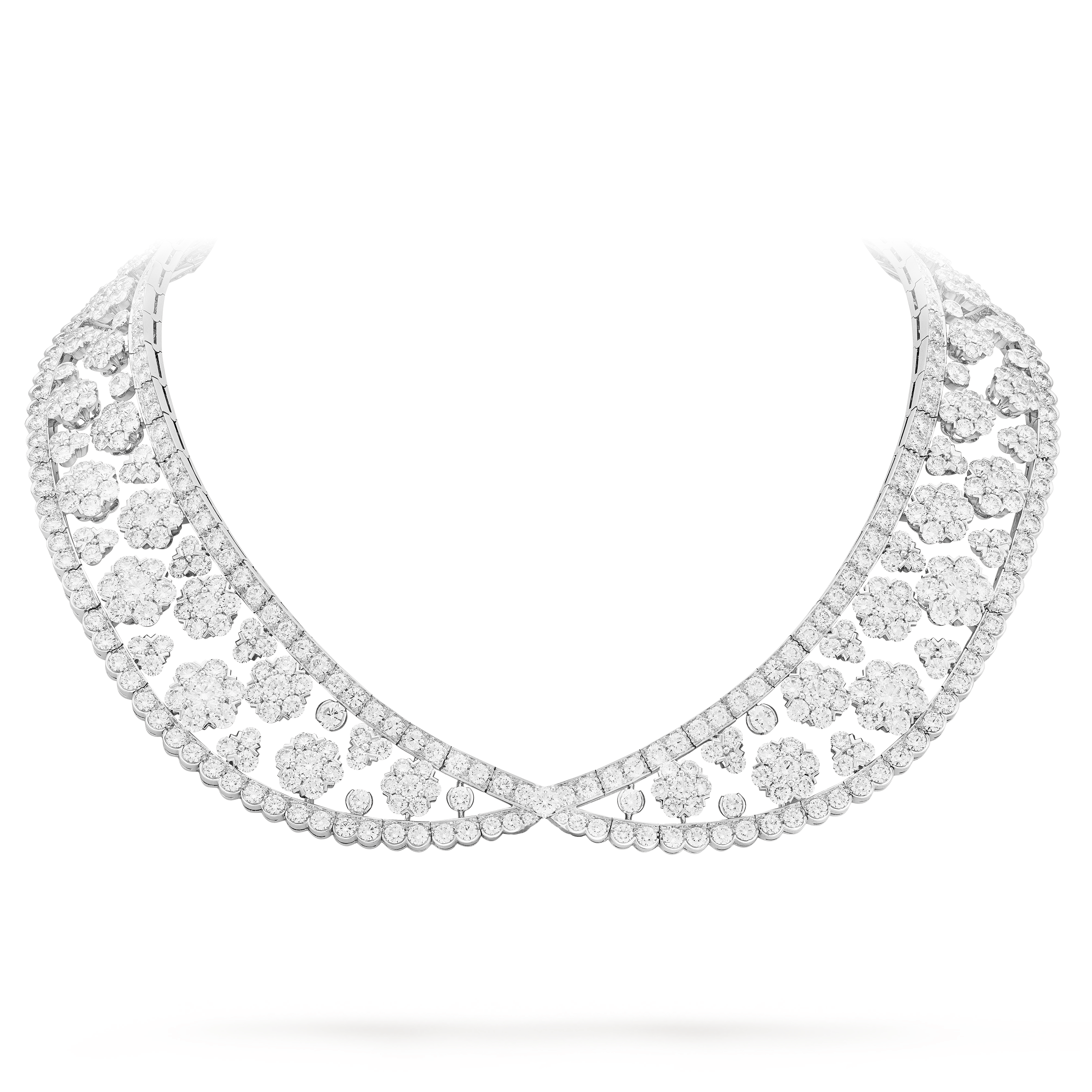 Snowflake collerette transformable necklace, 18K white gold, Diamond:  619 stones,  69.73 carats, Detail Alternative, High Jewelry Necklace - Van Cleef & Arpels