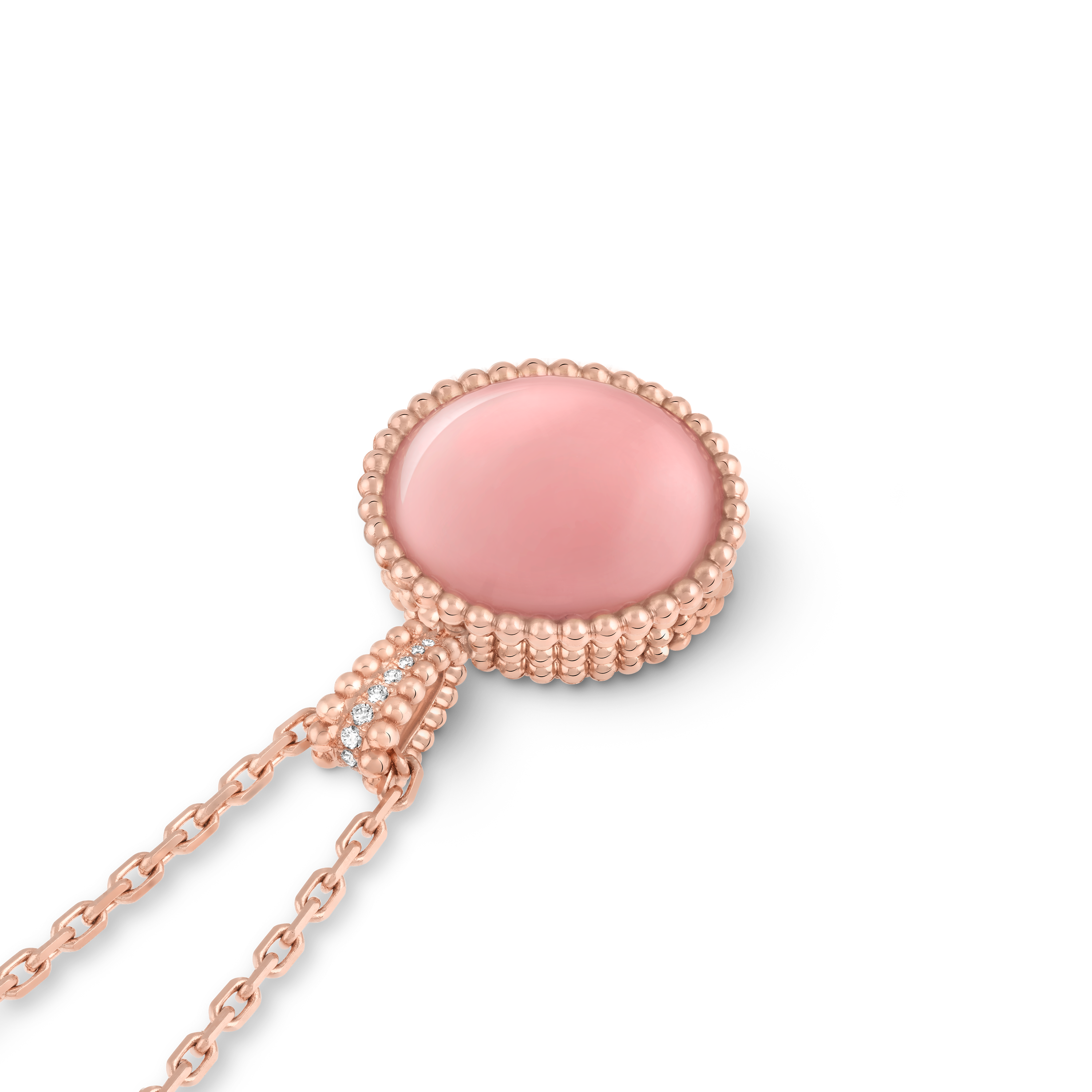 Perlée隐秘式吊坠表, 18K玫瑰金, 珍珠母贝:  1 宝石, 石英:  1 宝石, 钻石:  40颗,  0.92 克拉, Front Alternative, Watch_梵克雅宝_Van Cleef & Arpels