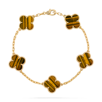 Vintage Alhambra pendant 18K yellow gold, Tiger Eye- Van