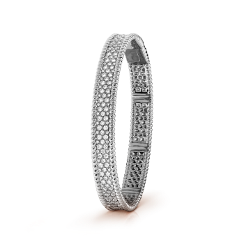 VCARN9Q100 - Perlée diamonds手镯，3排镶钻设计，中号款式