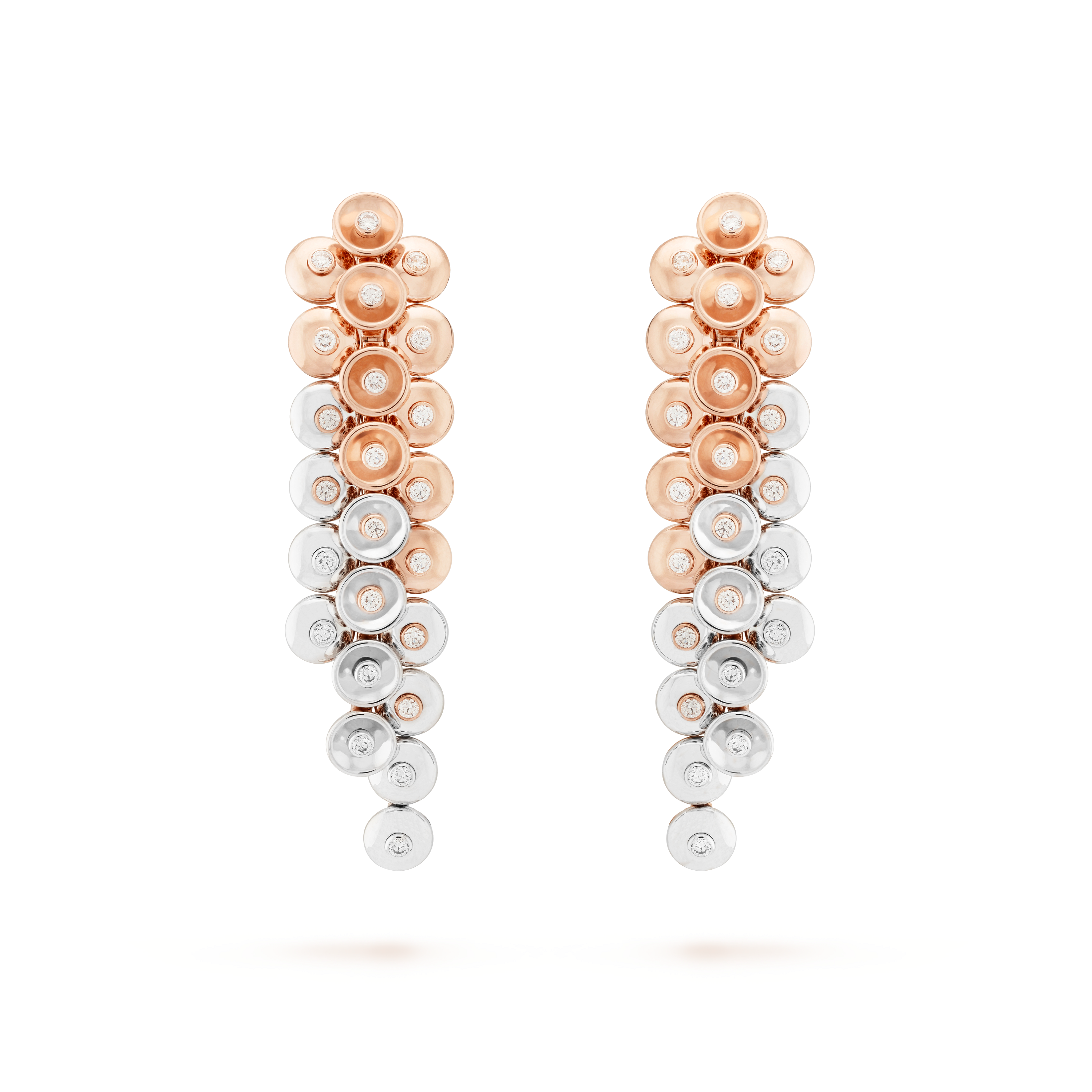 Bouton d’or earrings, 18K rose gold, Diamond:  46 stones,  1.05 carats, Front, Jewelry Earrings - Van Cleef & Arpels