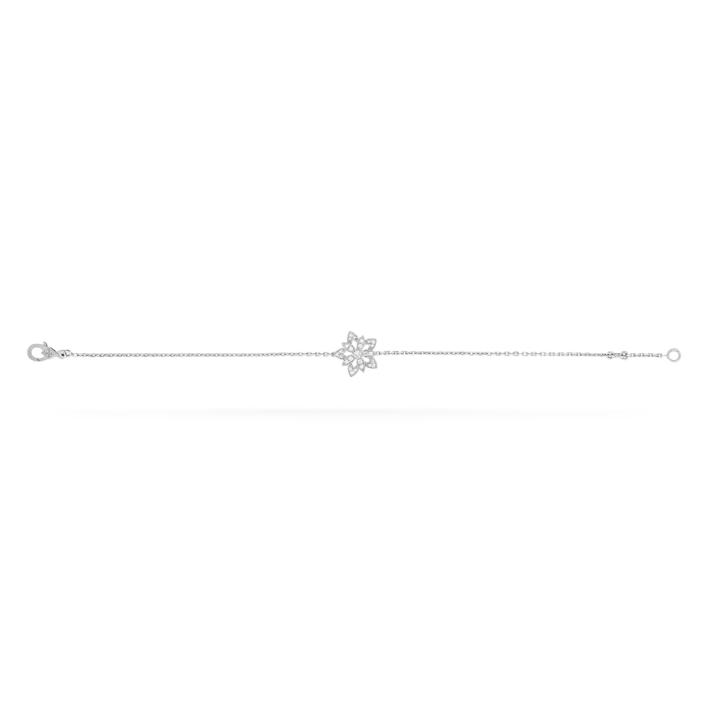 Lotus镂空手链，迷你款式, 18K白金, 钻石:  26颗,  0.15 克拉, Open, Jewelry Bracelet_梵克雅宝_Van Cleef & Arpels
