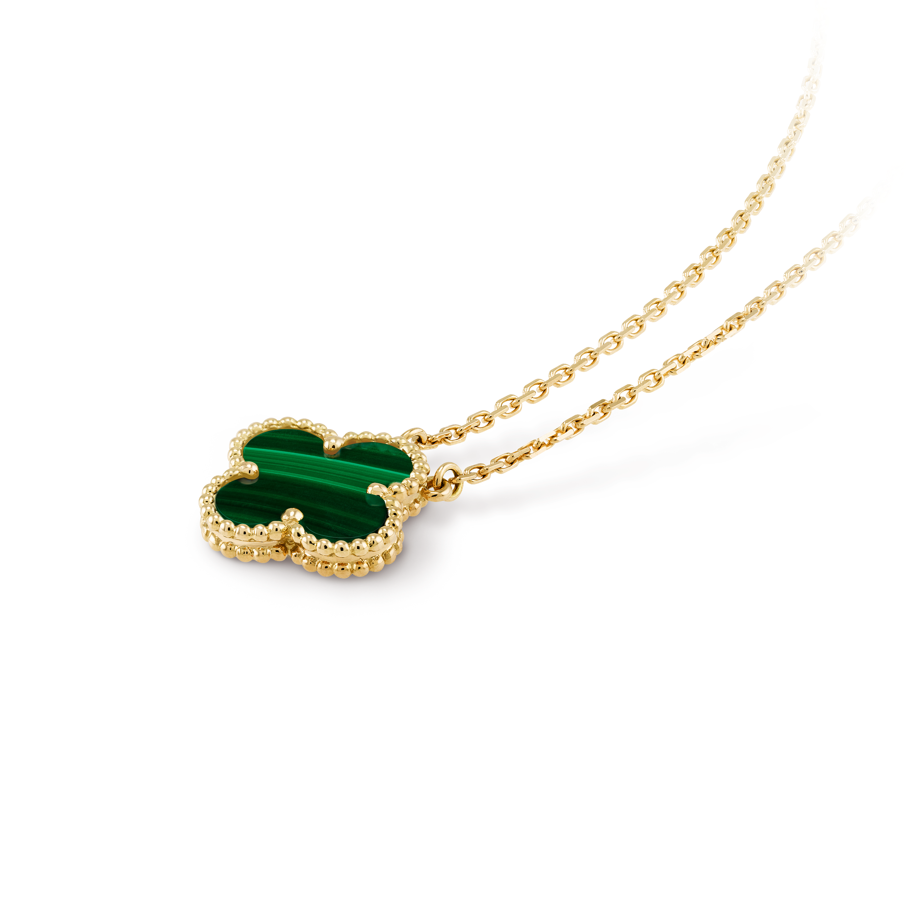 Vintage Alhambra pendant 18K yellow gold, Malachite- Van Cleef & Arpels