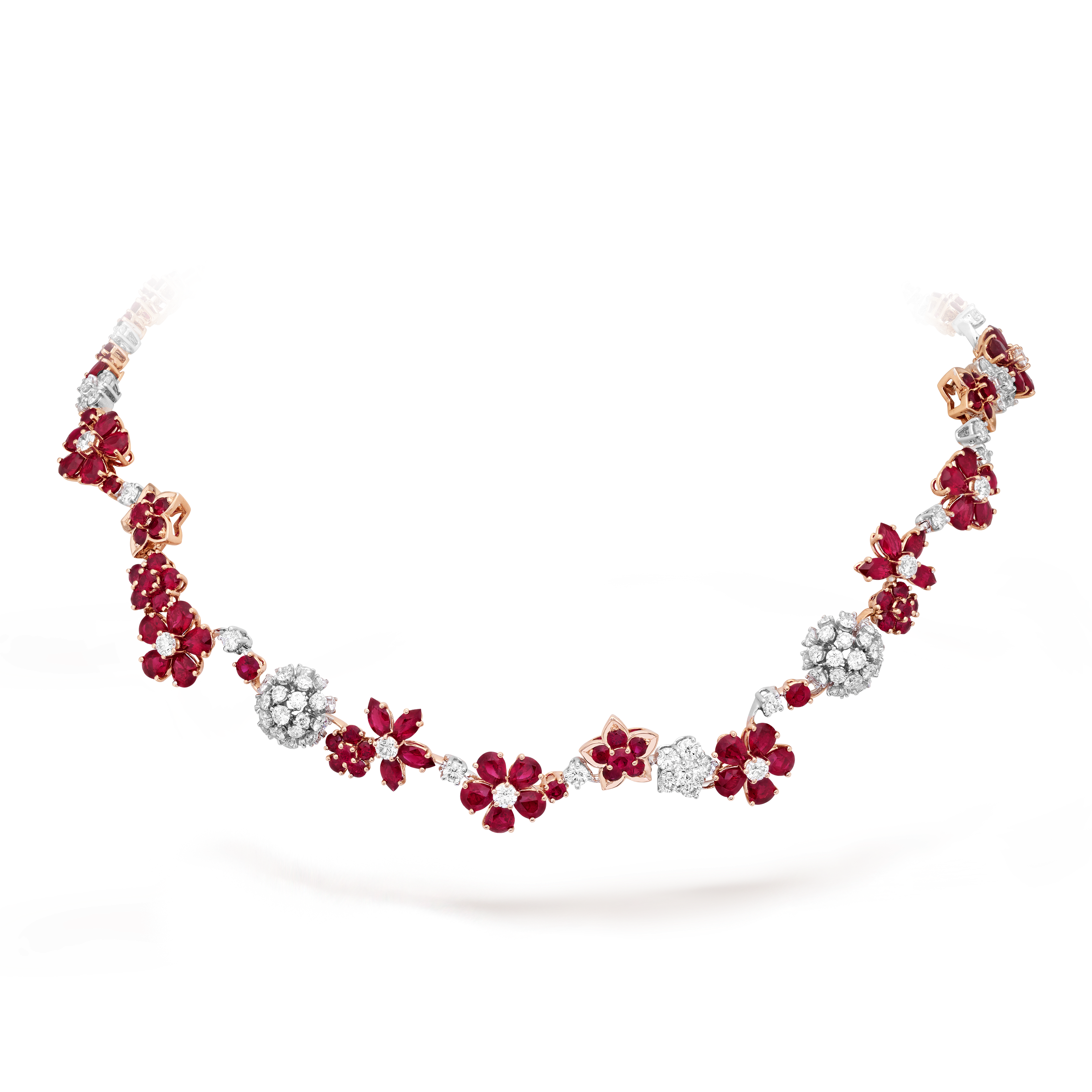 Folie des Pres necklace 18K rose gold Diamond Ruby Van Cleef Arpels