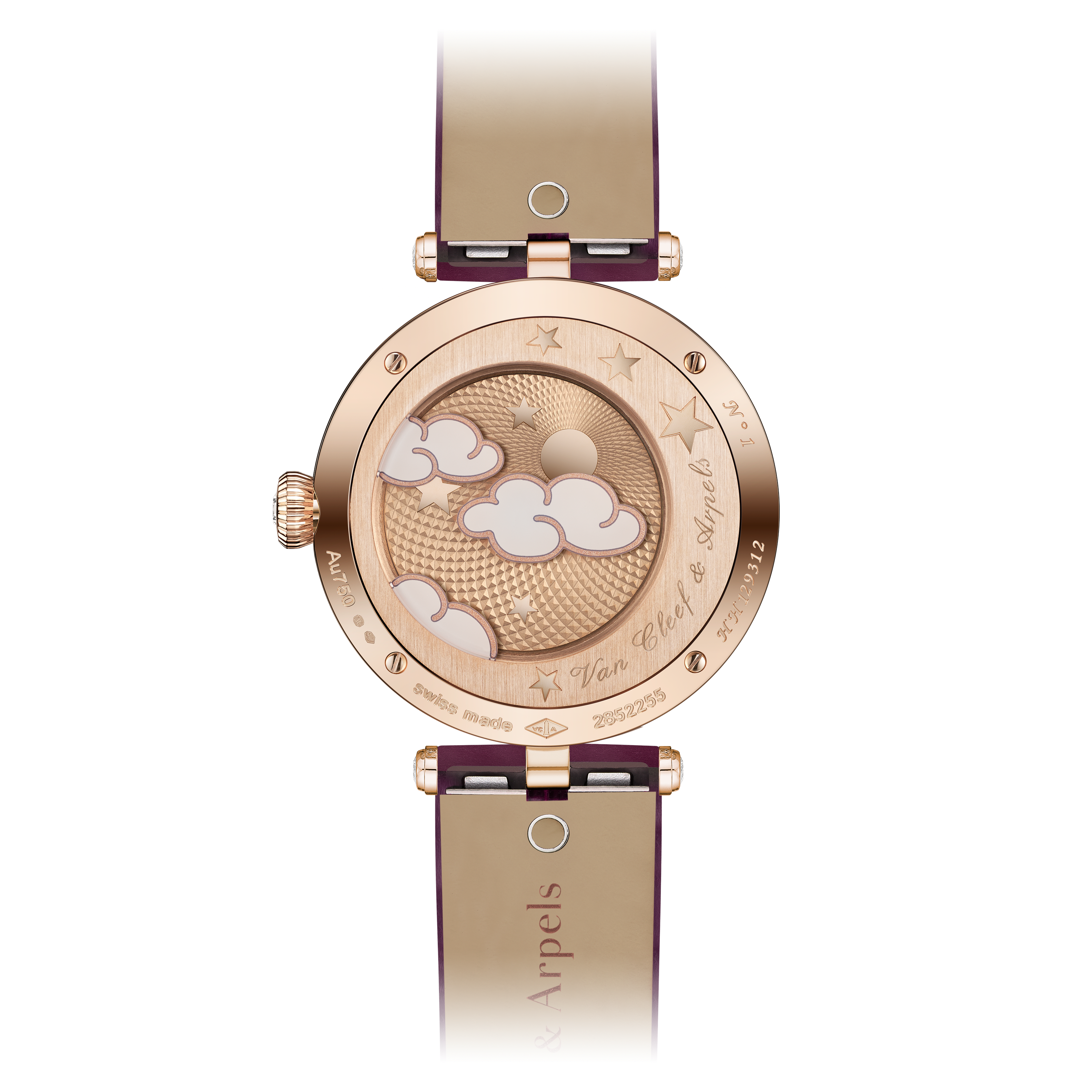 Lady Féerie Or Rose腕表, 18K玫瑰金, 珍珠母贝:  2颗, 蓝宝石:  12颗,  0.01 克拉, 钻石:  364颗,  4.73 克拉, Back, Watch_梵克雅宝_Van Cleef & Arpels