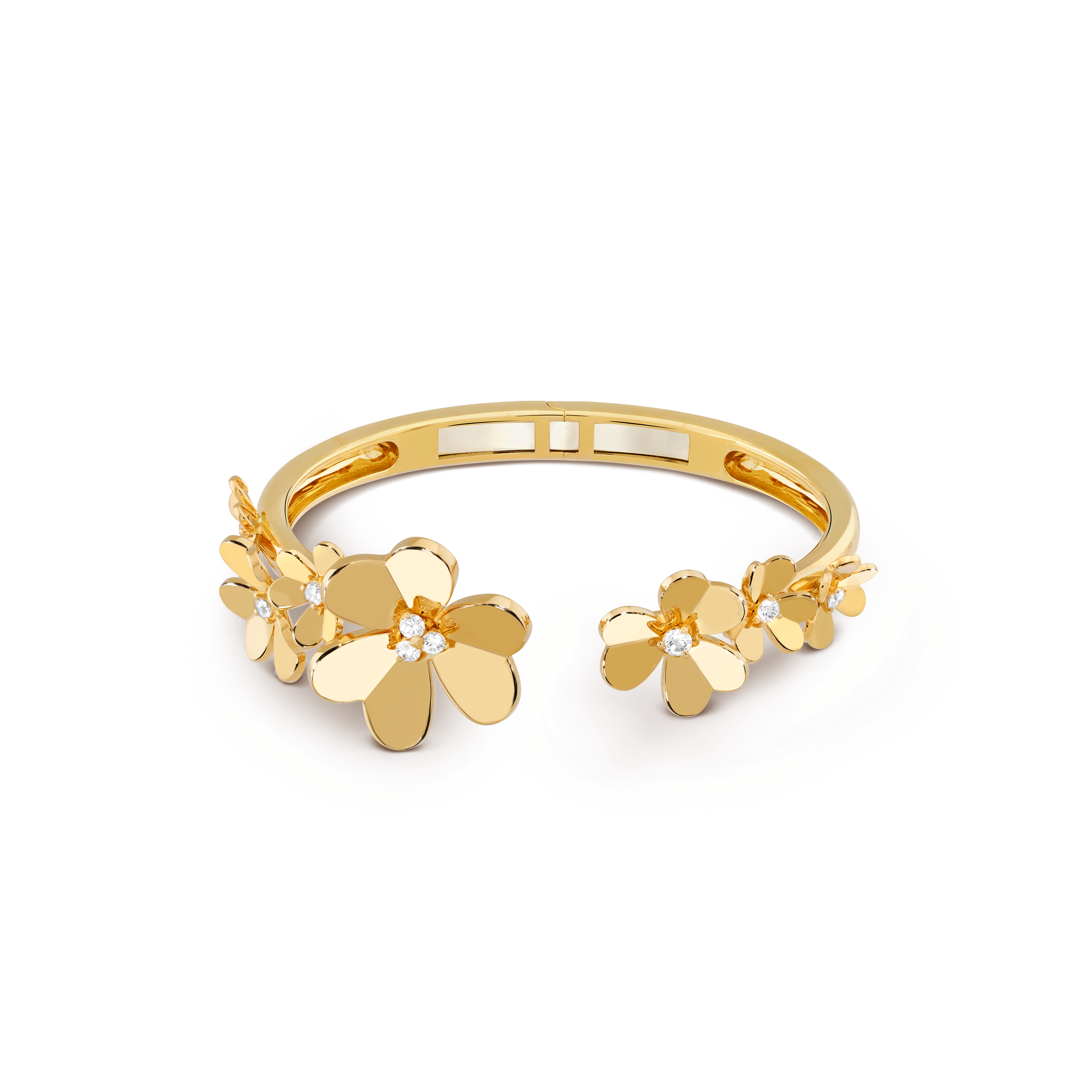 Frivole手镯，7花，小号款式, 18K黄金, 钻石:  9颗,  0.54 克拉, Open, Jewelry Bracelet_梵克雅宝_Van Cleef & Arpels