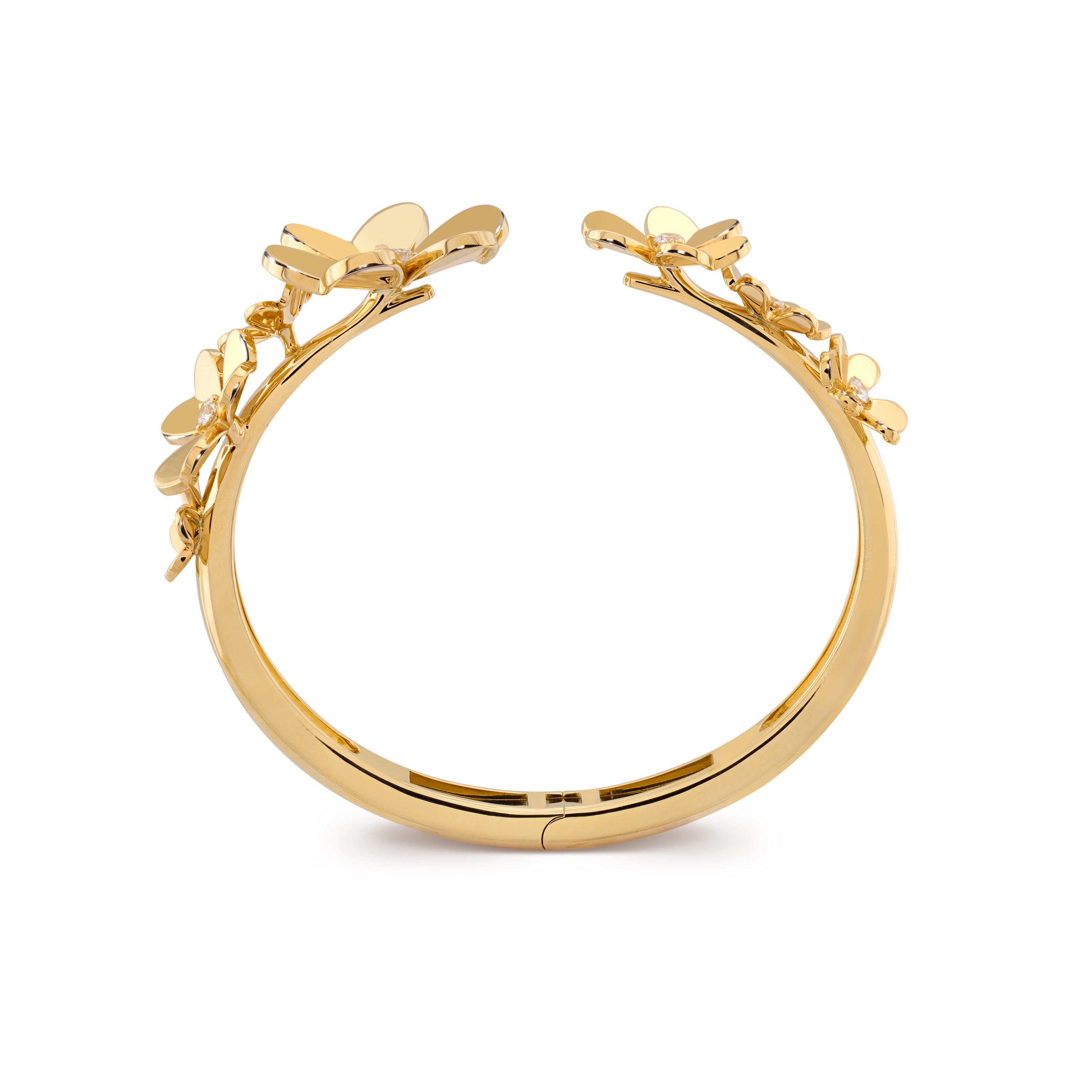 Frivole bracelet, 7 flowers, medium model, 18K yellow gold, Diamond:  9 stones,  0.54 carat, Front, Jewelry Bracelet - Van Cleef & Arpels