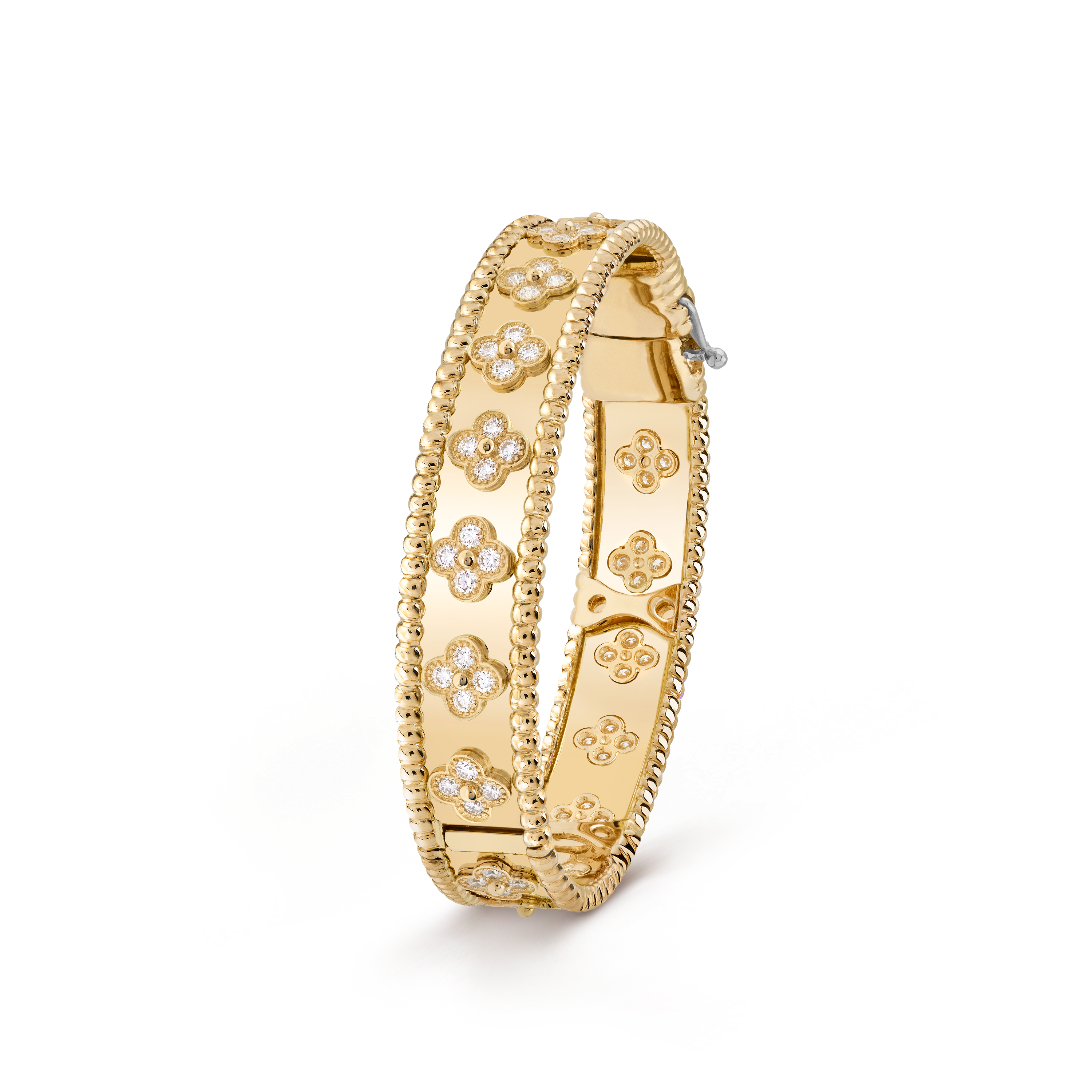 Perlée clovers bracelet, small model 18K yellow gold, Diamond - Van Cleef &  Arpels