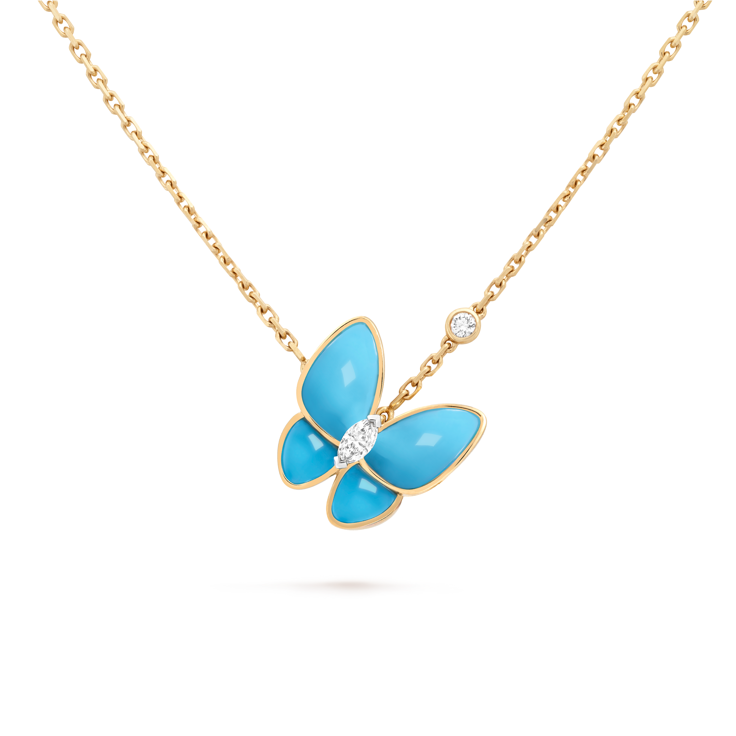 Round Butterfly Pendant Necklace - Wood Butterflies