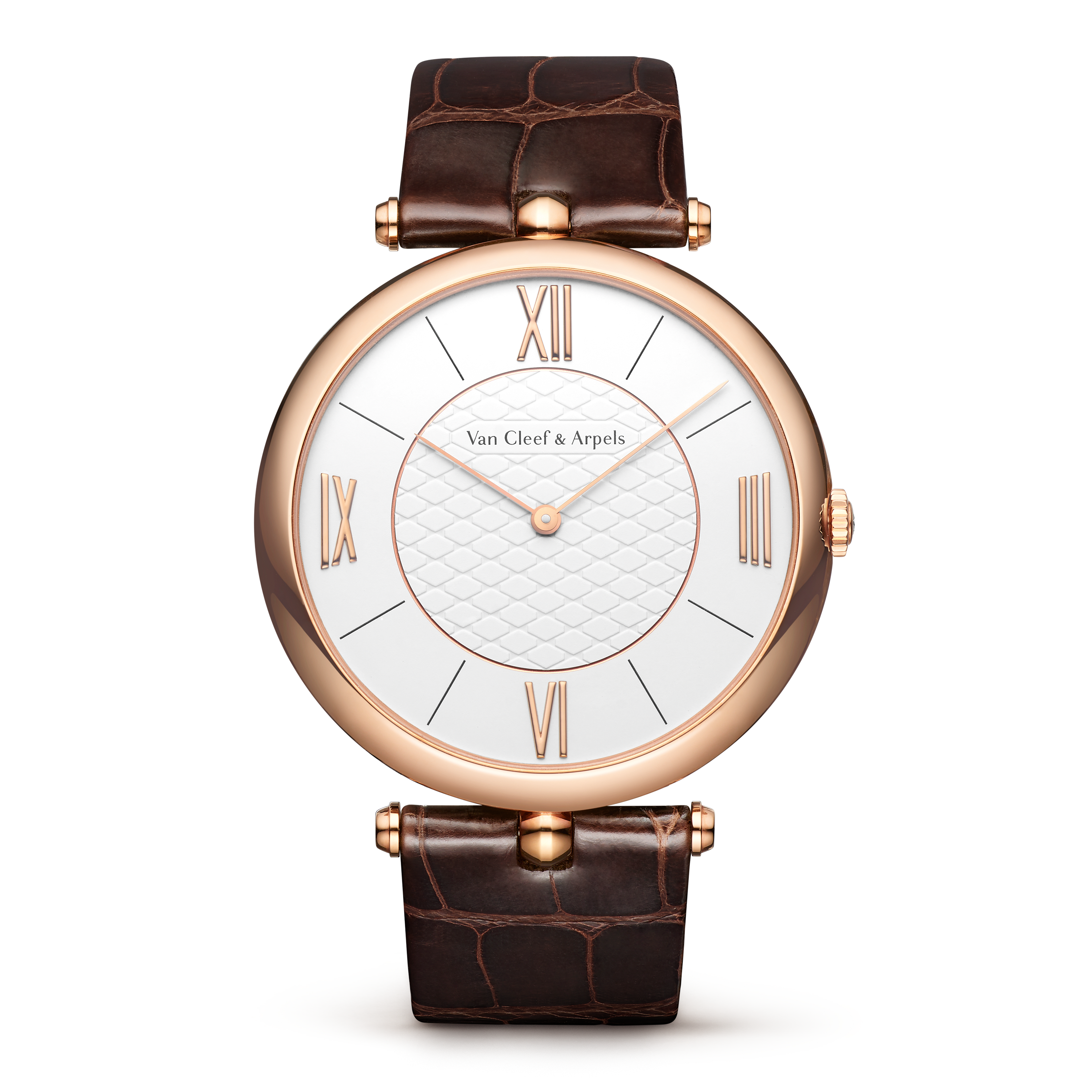 Pierre Arpels watch, 42 mm, 18K rose gold, Diamond:  1 stone,  0.04 carat, Front, Watch - Van Cleef & Arpels
