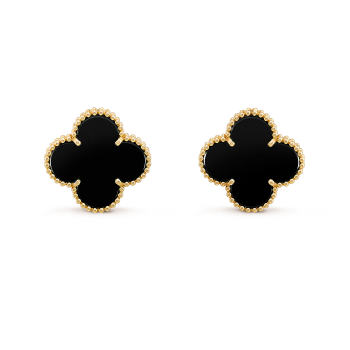 Vintage Alhambra earrings 18K yellow gold Carnelian Van Cleef Arpels
