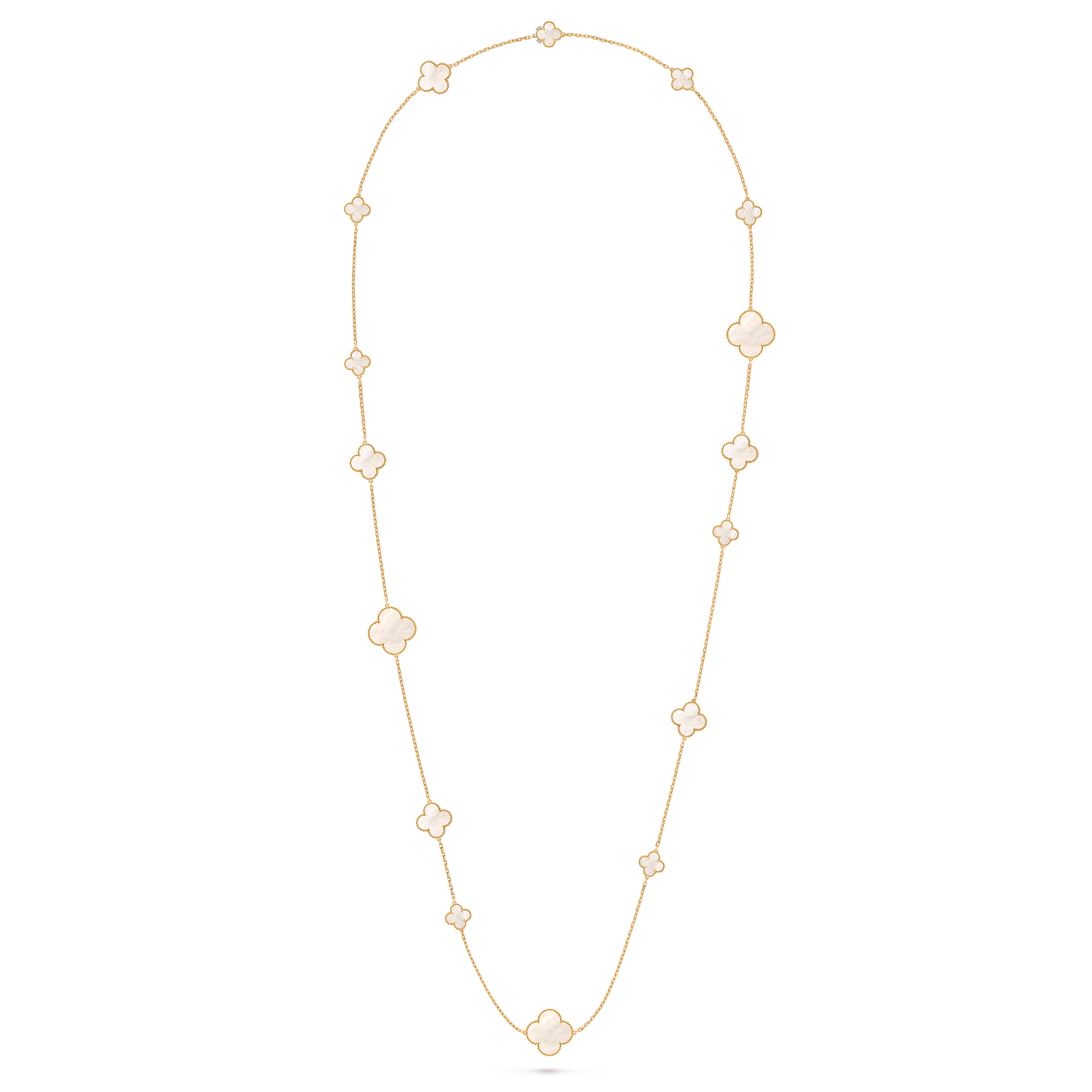 Magic Alhambra长项链，16图案, 18K黄金, 珍珠母贝:  16颗, Detail Alternative, Jewelry Long Necklace_梵克雅宝_Van Cleef & Arpels