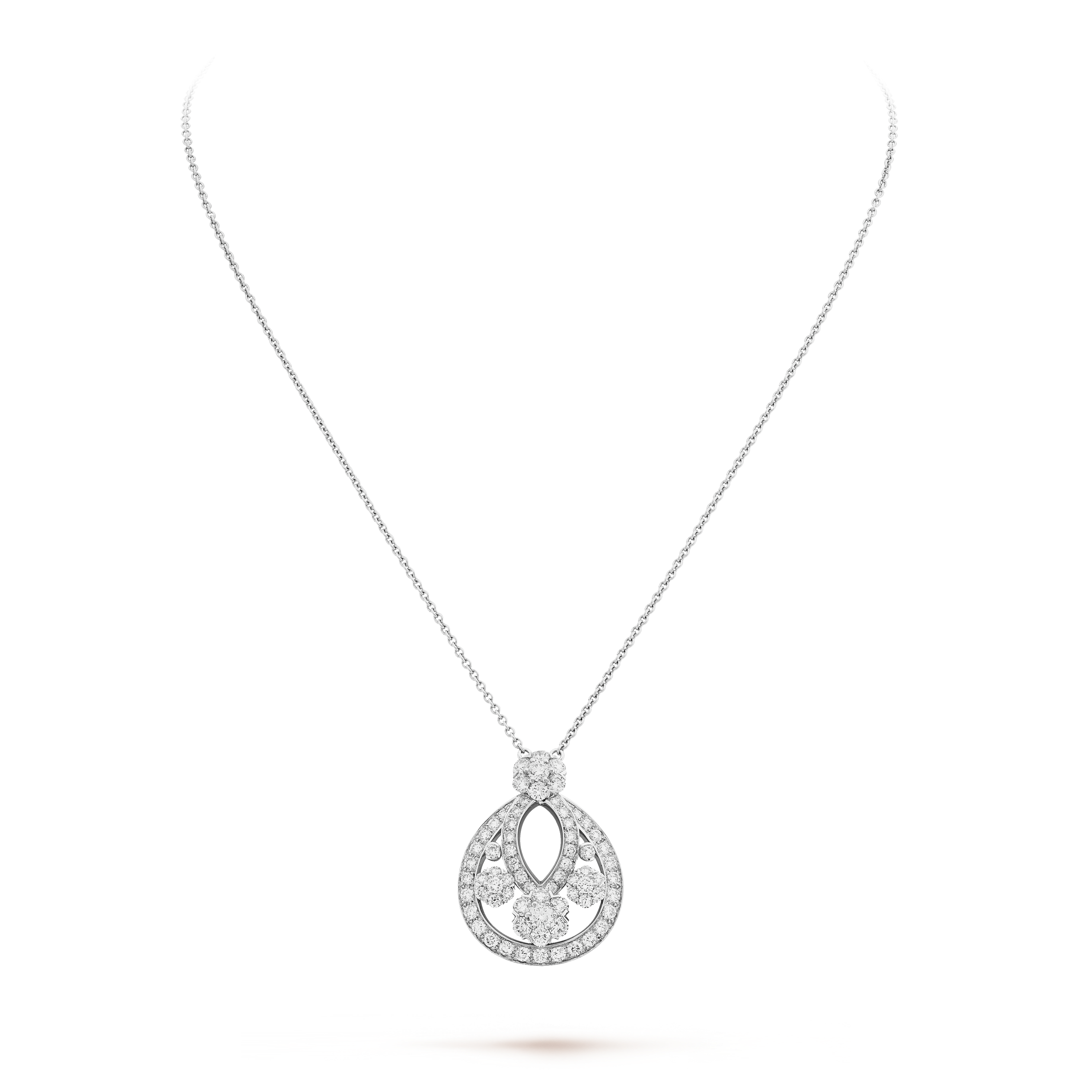 Snowflake吊坠，小号款式, 18K白金, 钻石:  71颗,  3.04 克拉, Front, High Jewelry Pendant_梵克雅宝_Van Cleef & Arpels