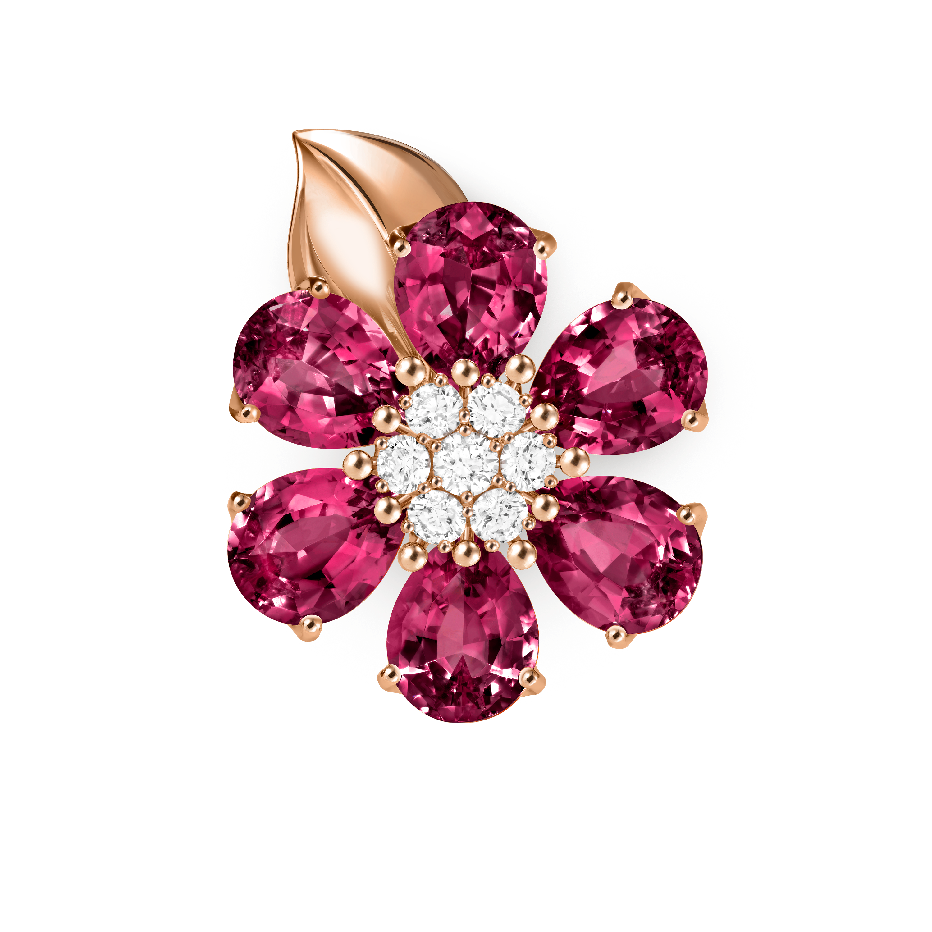 Fleurs d’Hawaï戒指, 18K玫瑰金, 玫瑰榴石:  6颗,  11.76 克拉, 钻石:  7颗,  0.54 克拉, Profile, Jewelry Ring_梵克雅宝_Van Cleef & Arpels