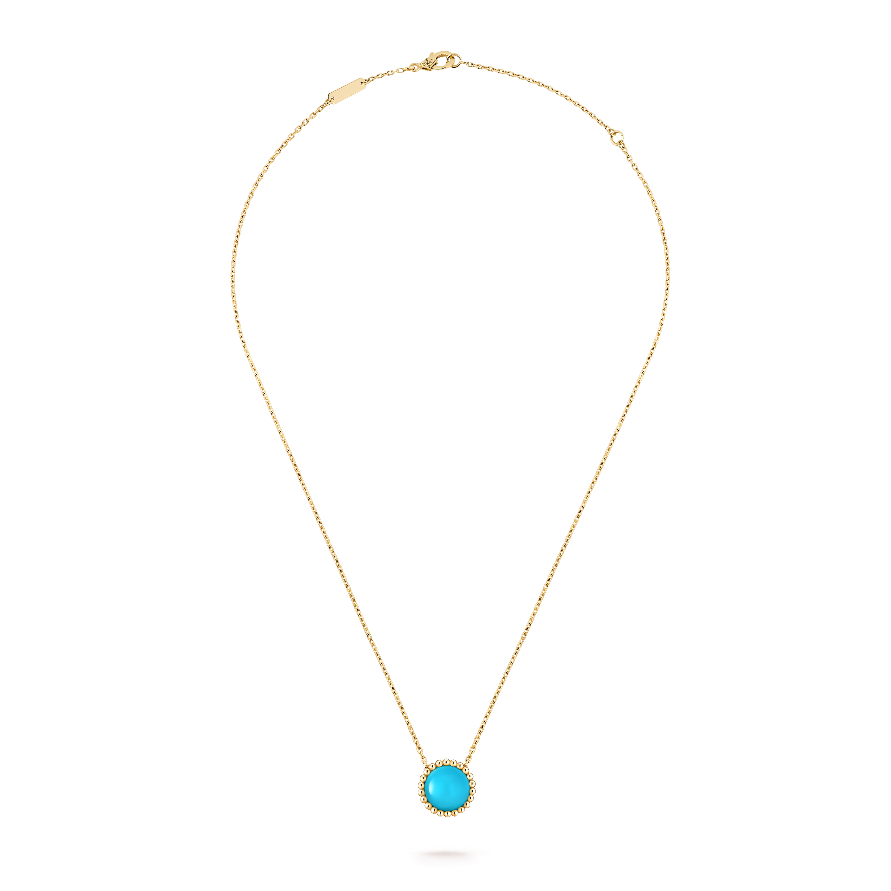 Perlée couleurs pendant, 18K yellow gold, Turquoise:  1 stone, Front, Jewelry Pendent - Van Cleef & Arpels