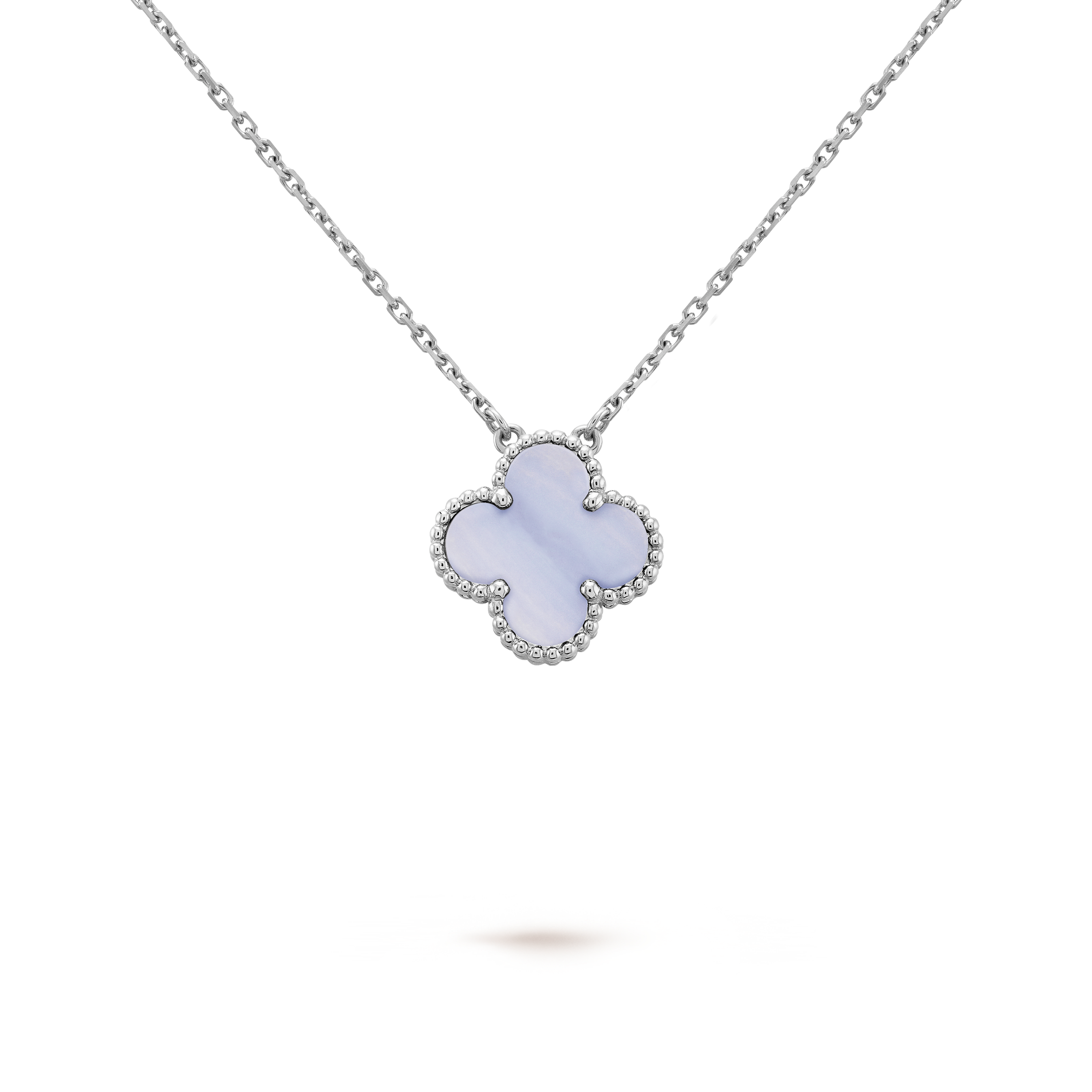 Vintage Alhambra pendant 18K white gold Chalcedony Van Cleef
