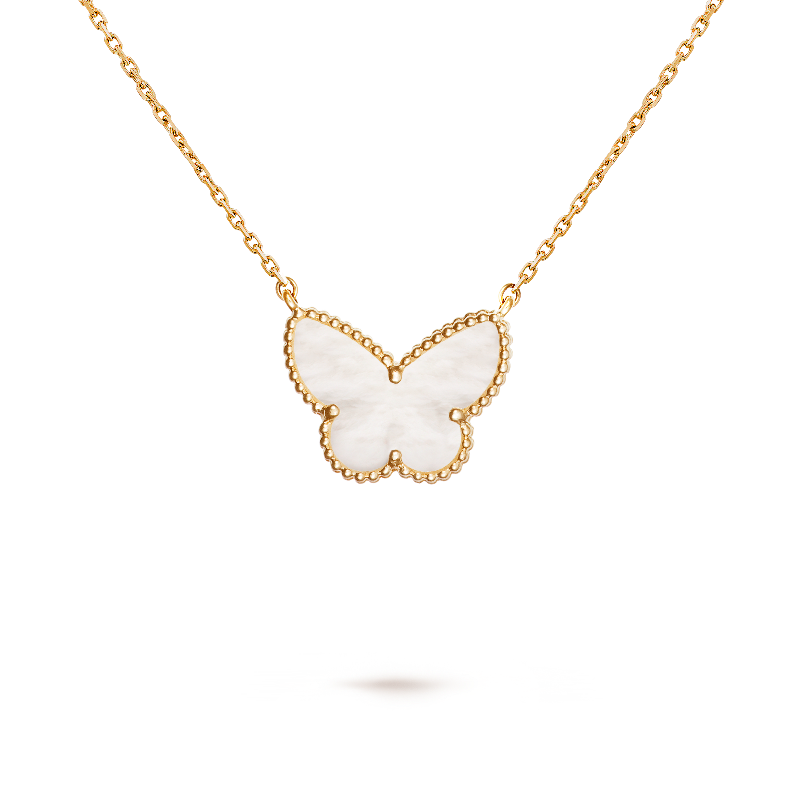 Lucky Alhambra butterfly pendant 18K yellow gold, Tiger Eye