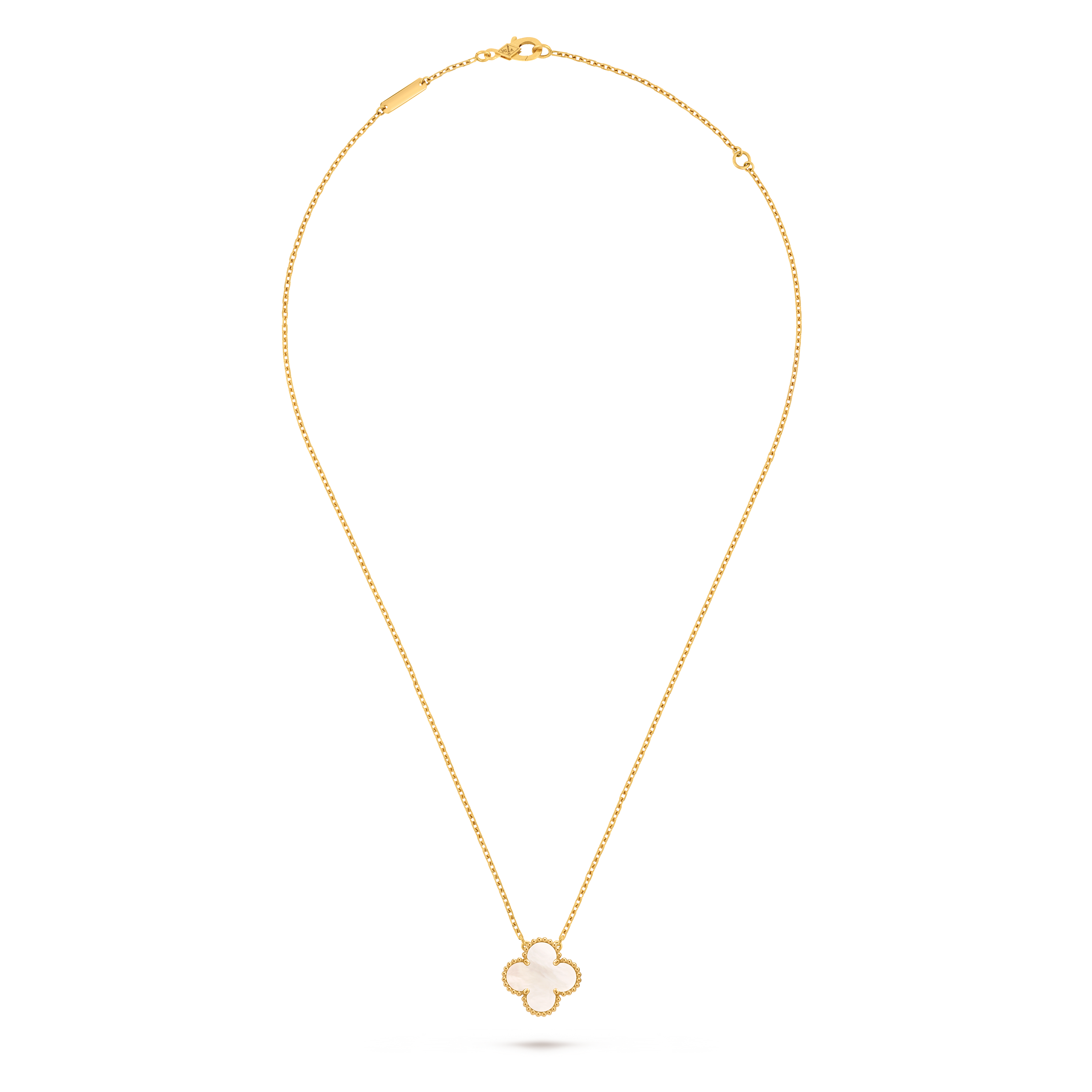 Vintage Alhambra pendant, 18K yellow gold, Mother-of-pearl:  1 stone, Front, Jewelry Pendent - Van Cleef & Arpels