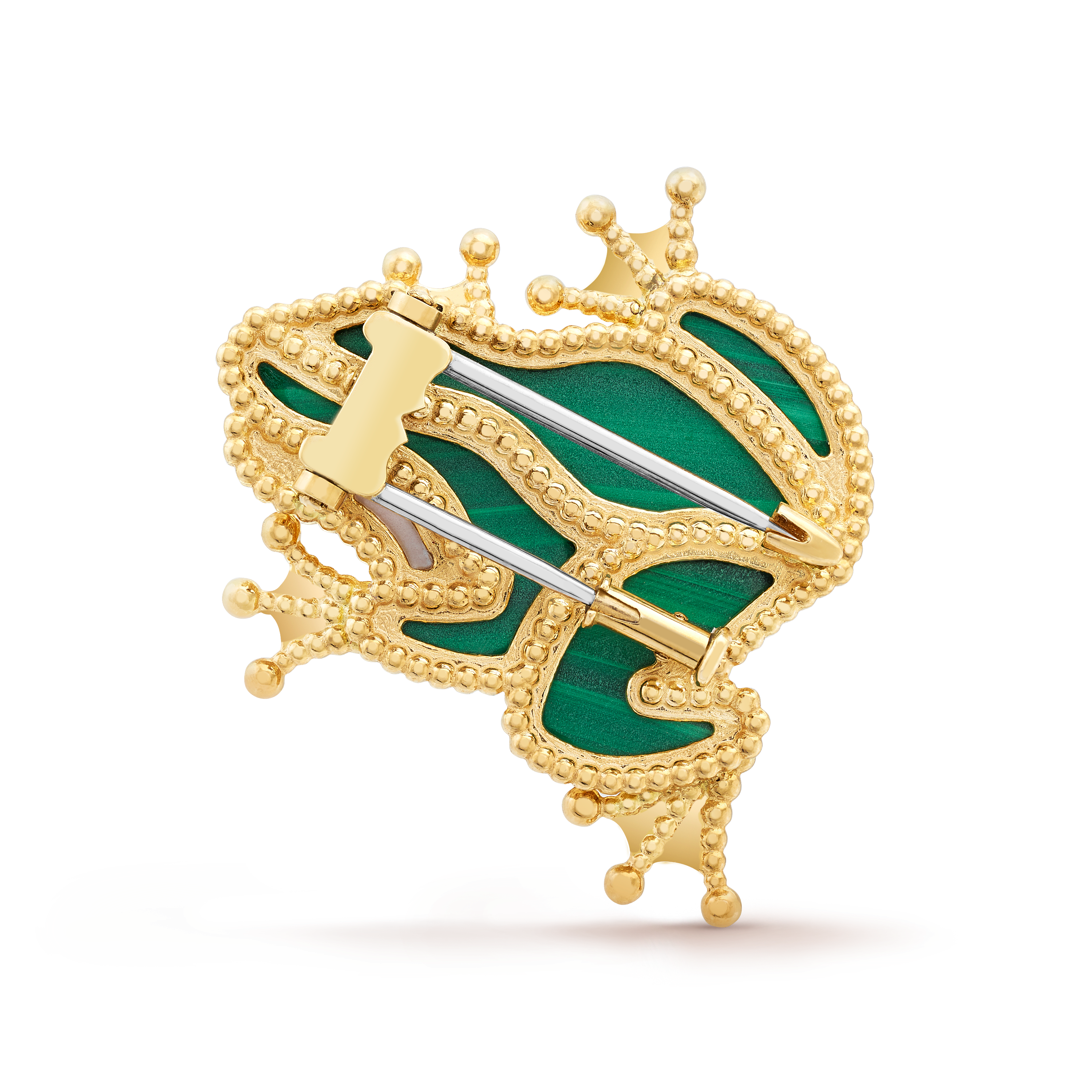 Lucky Animals Frog Clip, 18K yellow gold, Malachite:  4 stones, Mother-of-pearl:  1 stone, Onyx:  1 stone, Back, Jewelry Clip - Van Cleef & Arpels