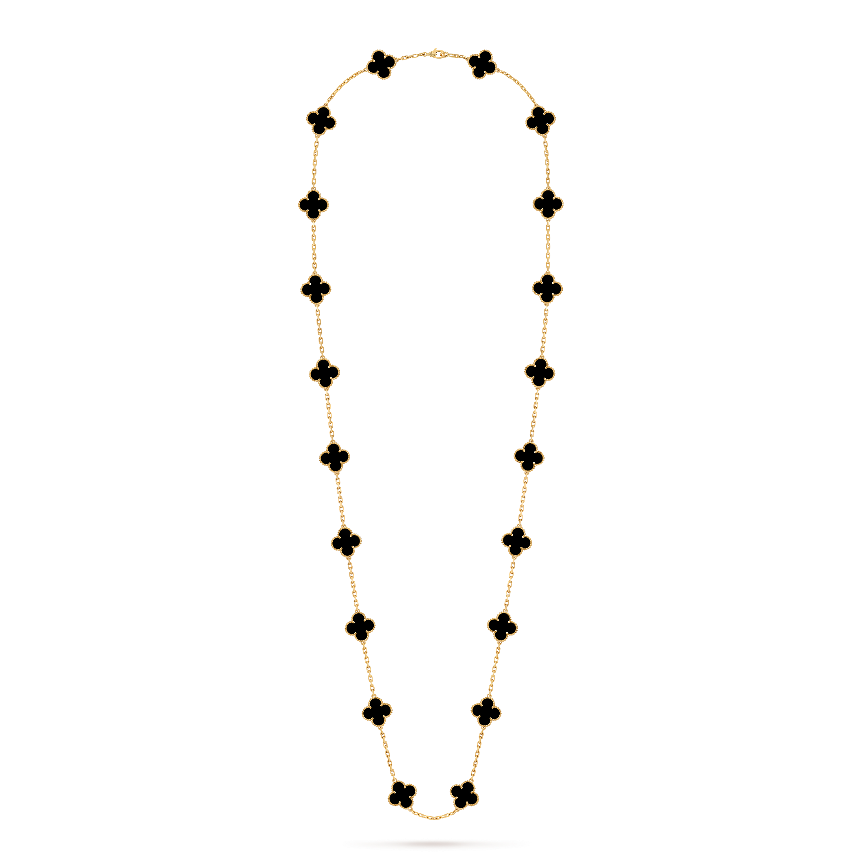 Vintage Alhambra长项链，20枚四叶幸运图案, 18K黄金, 缟玛瑙:  20颗, Front, Jewelry Long Necklace_梵克雅宝_Van Cleef & Arpels