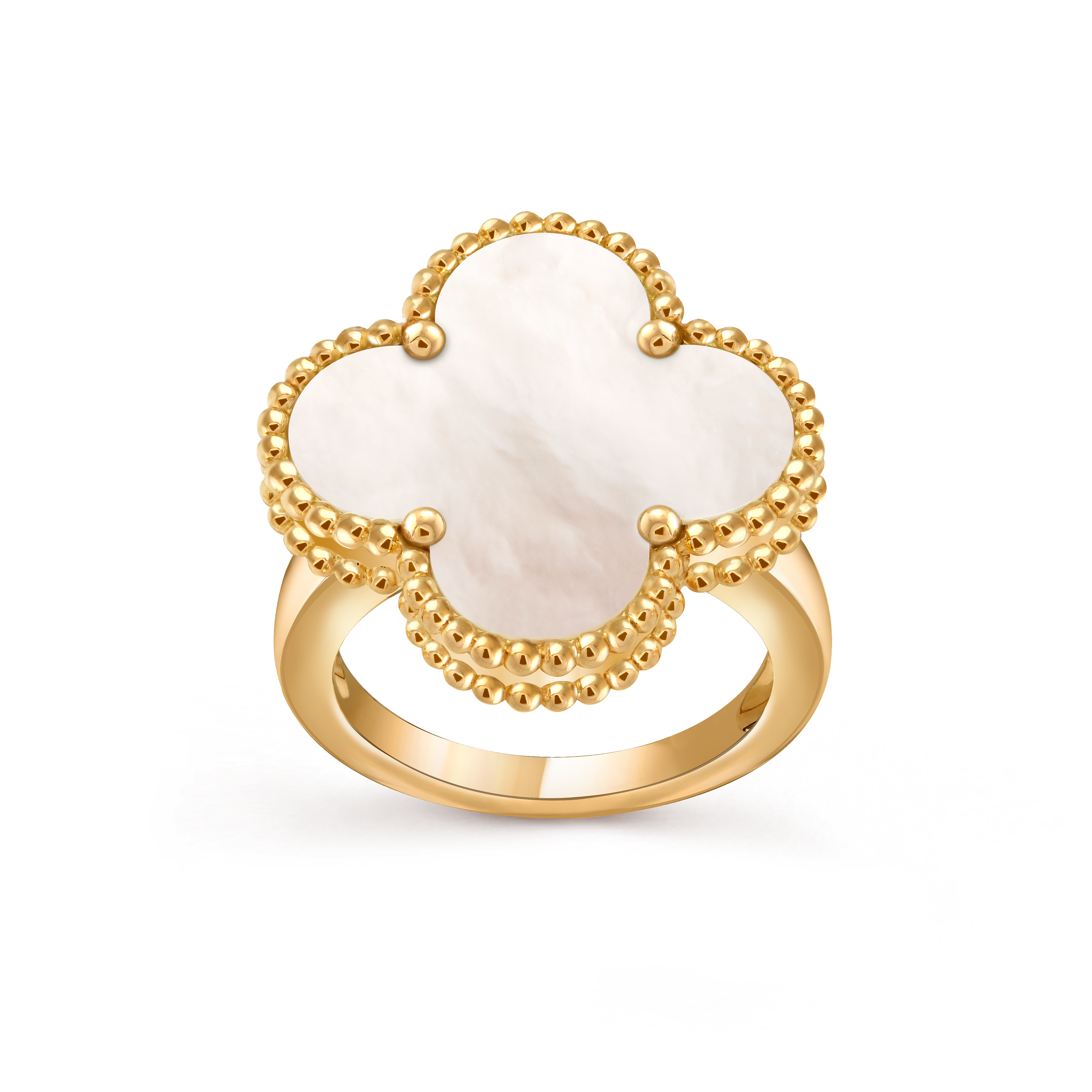 Magic Alhambra ring, 18K yellow gold, Mother-of-pearl:  1 stone, Front, Jewelry Ring - Van Cleef & Arpels