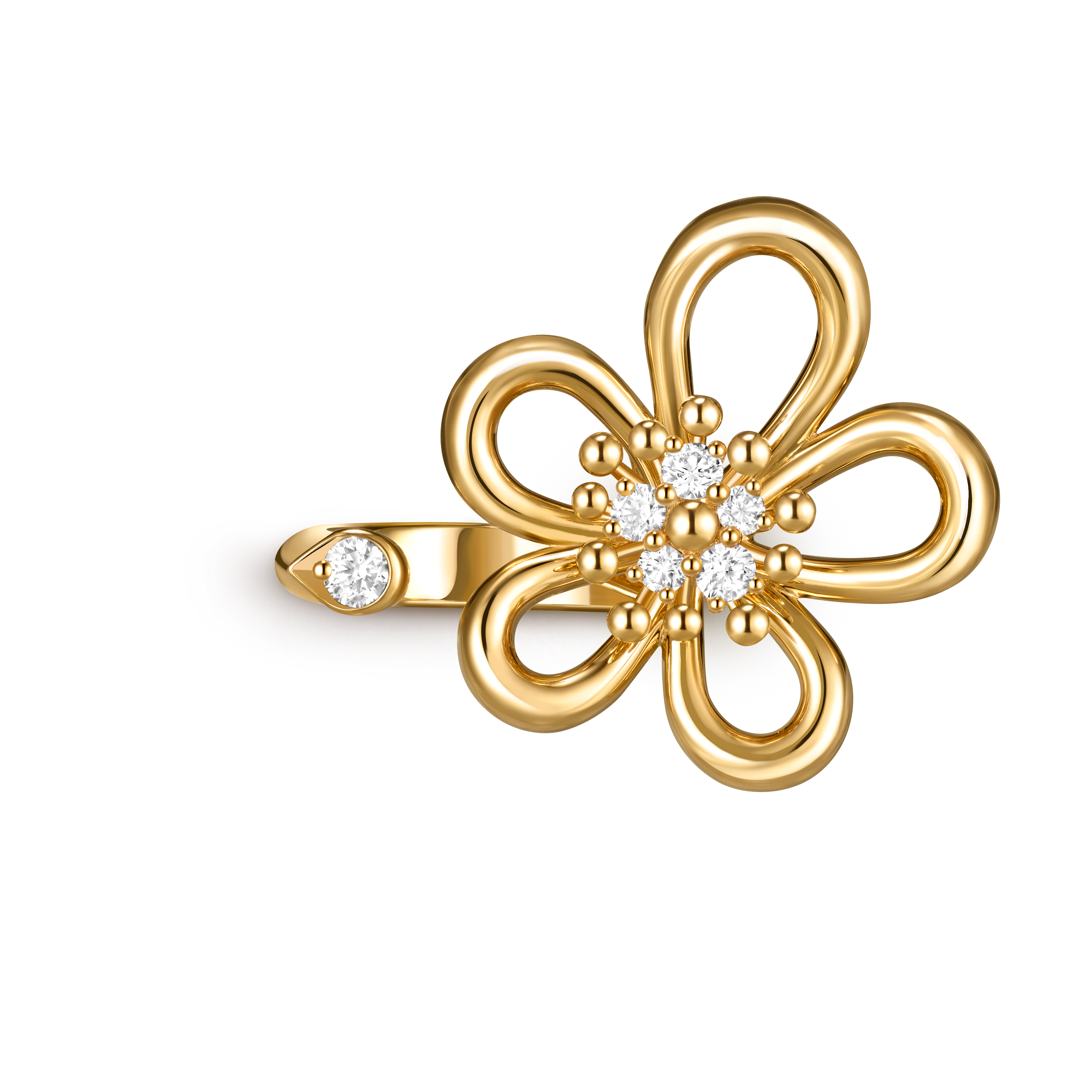 Flowerlace指间戒, 18K黄金, 钻石:  6颗,  0.35 克拉, Top, Jewelry Ring_梵克雅宝_Van Cleef & Arpels