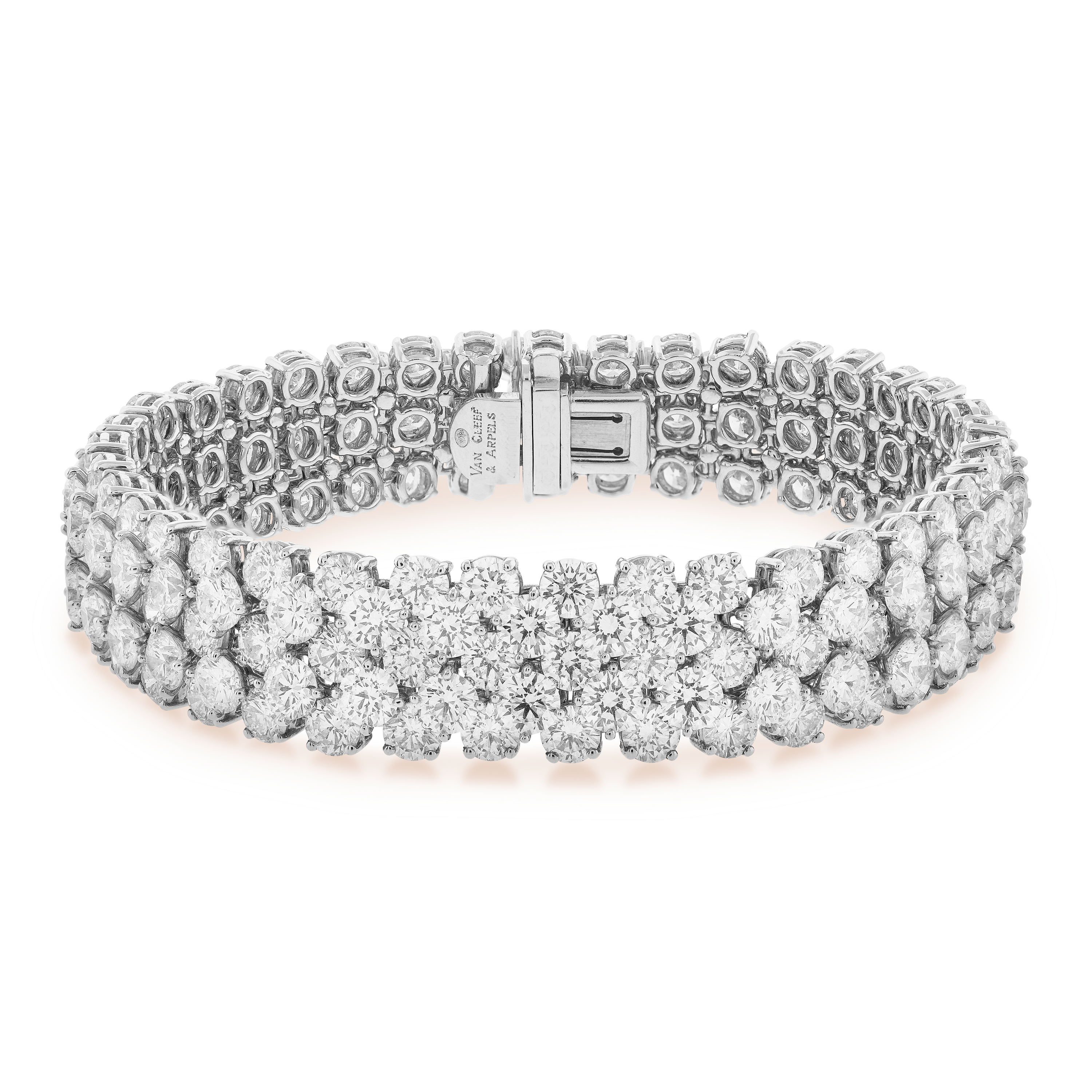 À Cheval手链，5排镶钻设计, 18K白金, 钻石:  190颗,  35.05 克拉, Front, High Jewelry Bracelet_梵克雅宝_Van Cleef & Arpels