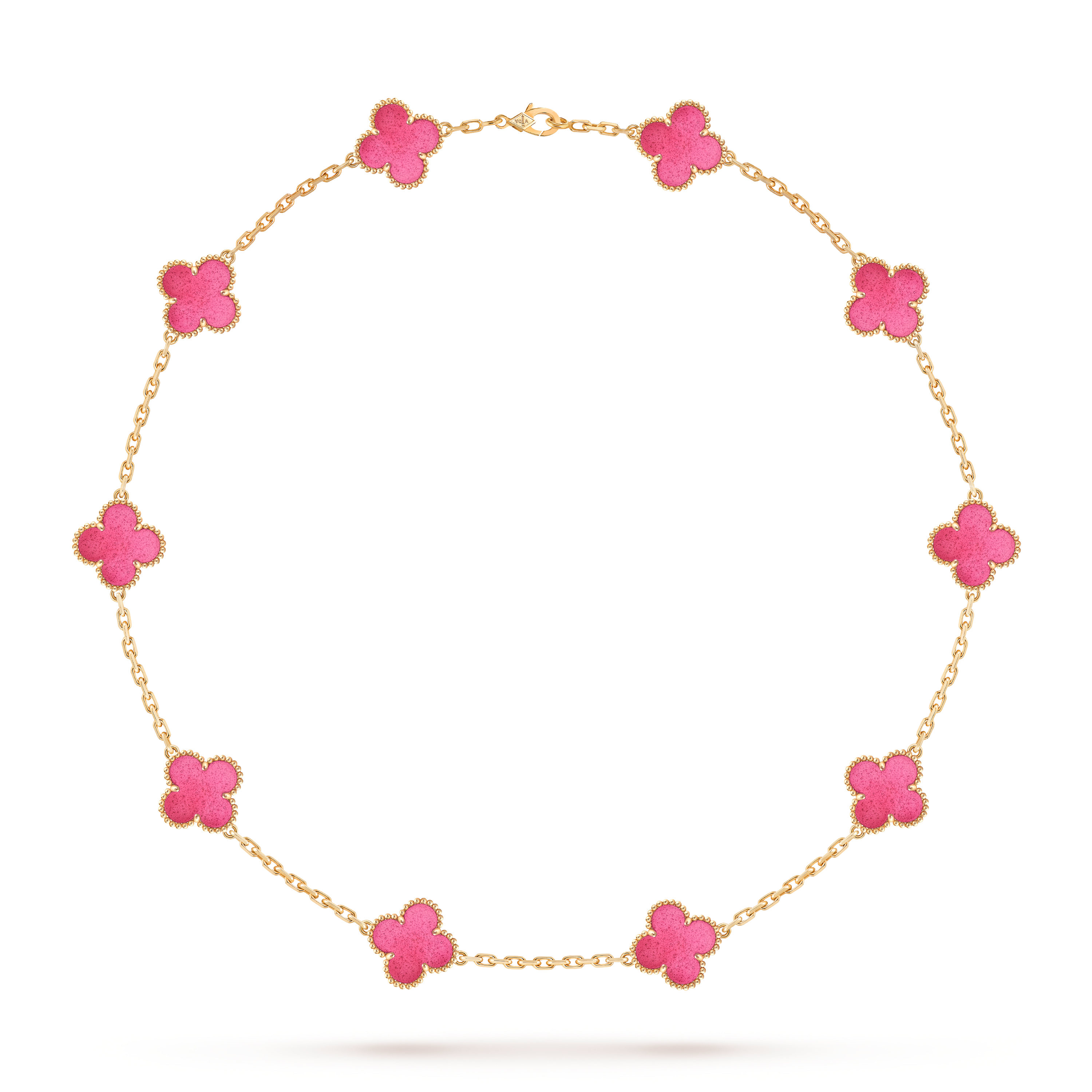 Vintage Alhambra项链，10枚四叶幸运图案, 18K黄金, Front, Jewelry Necklace_梵克雅宝_Van Cleef & Arpels