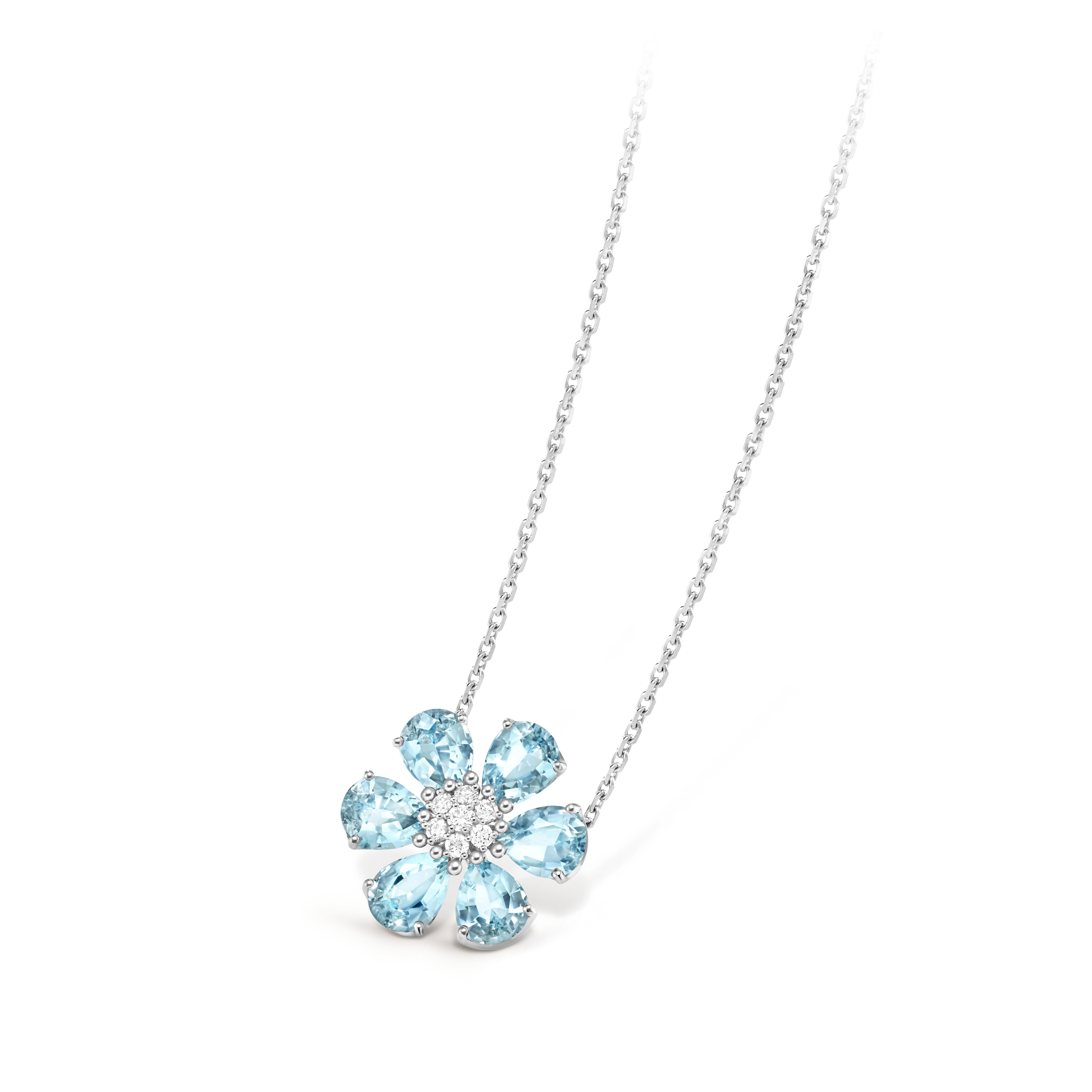 Fleurs d'Hawaï吊坠, 18K白金, 海蓝宝石:  6颗,  6.18 克拉, 钻石:  7颗,  0.19 克拉, Back, Jewelry Pendent_梵克雅宝_Van Cleef & Arpels