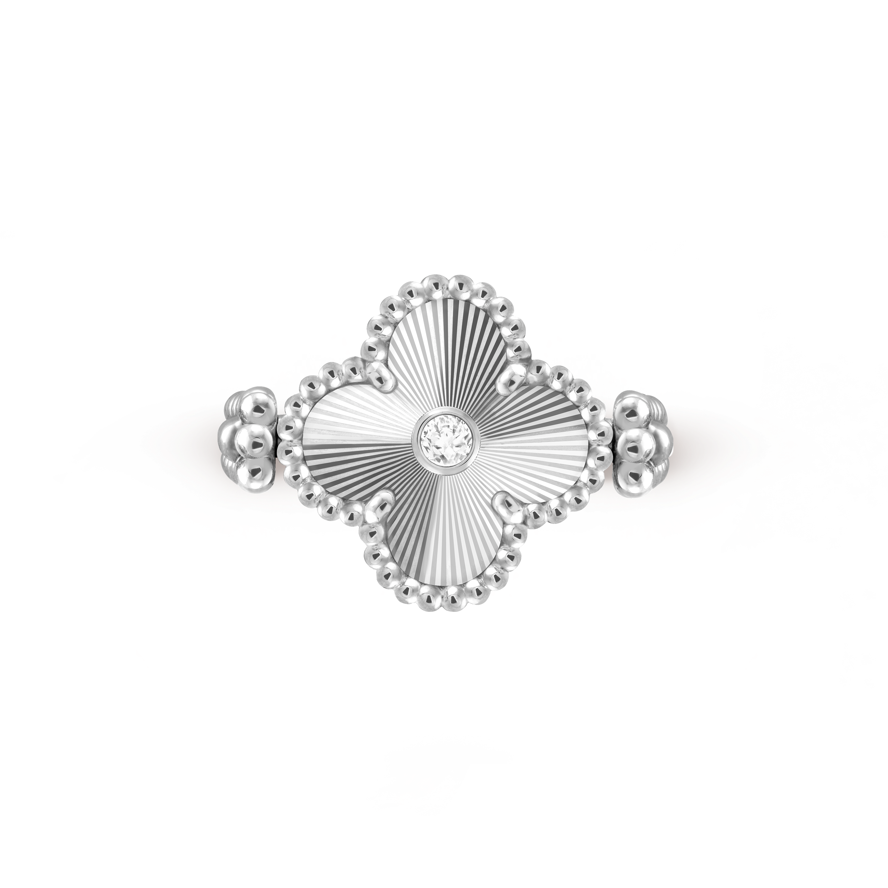 Vintage Alhambra可翻转戒指, 18K白金, 玉髓:  1 宝石, 钻石:  1 宝石,  0.04 克拉, Top, Jewelry Ring_梵克雅宝_Van Cleef & Arpels