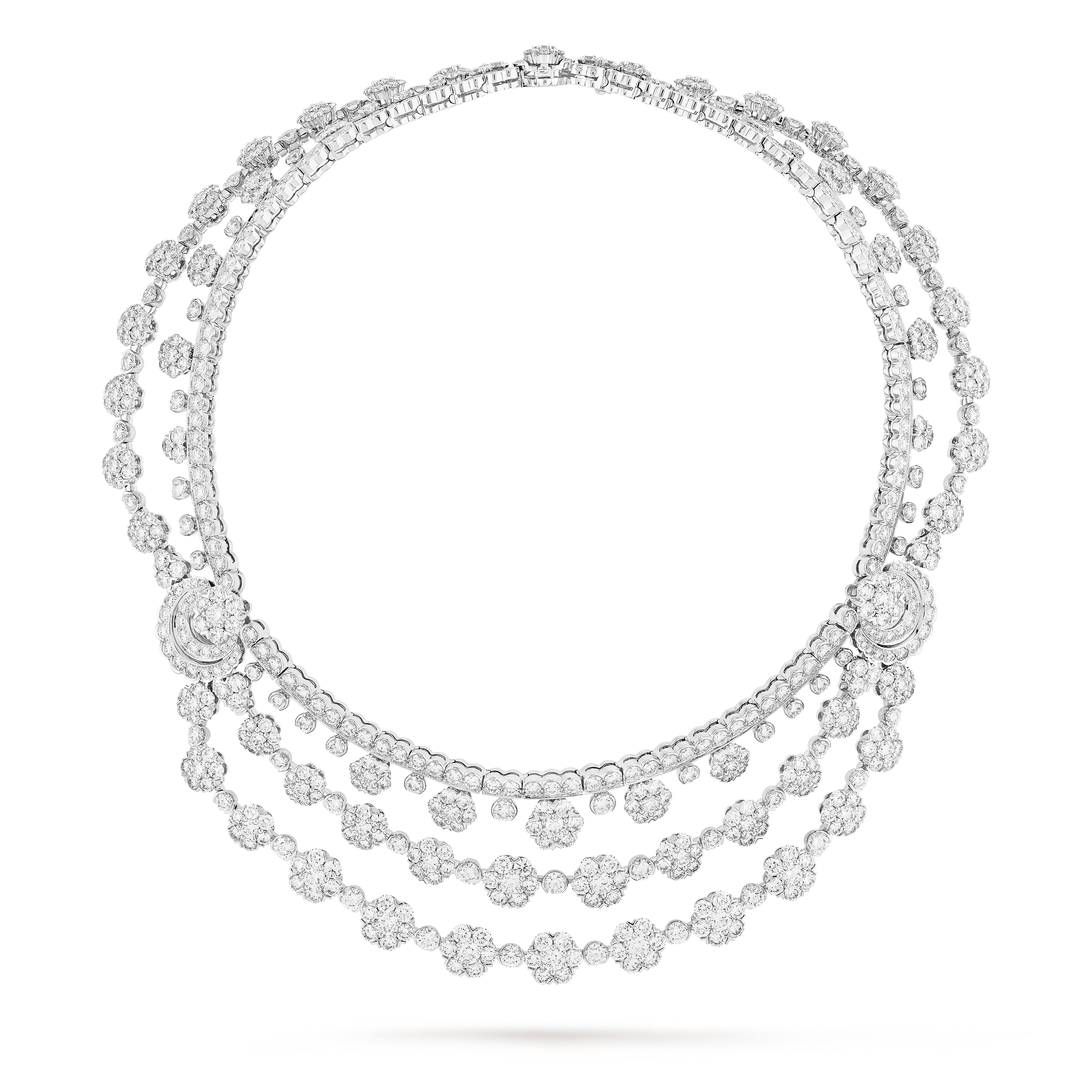 Snowflake可转换式项链, 18K白金, 钻石:  680颗,  61.72 克拉, Front, High Jewelry Necklace_梵克雅宝_Van Cleef & Arpels