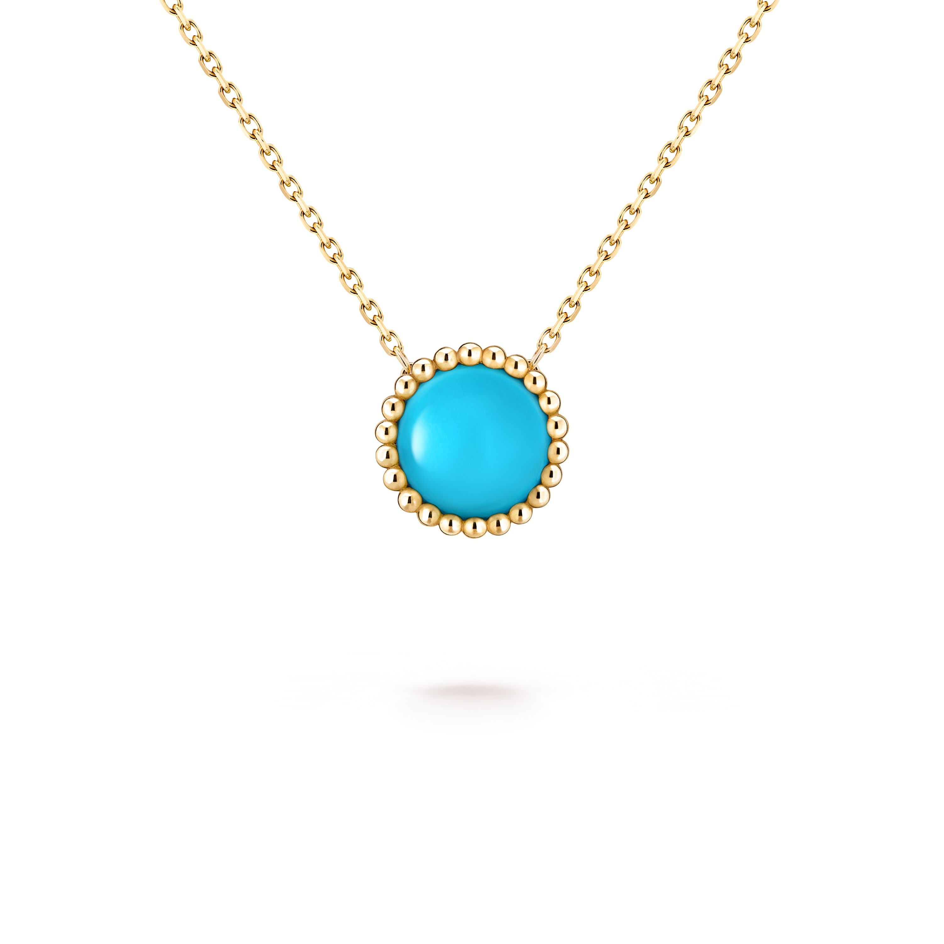 Perlée couleurs pendant, 18K yellow gold, Turquoise:  1 stone, Detail, Jewelry Pendent - Van Cleef & Arpels