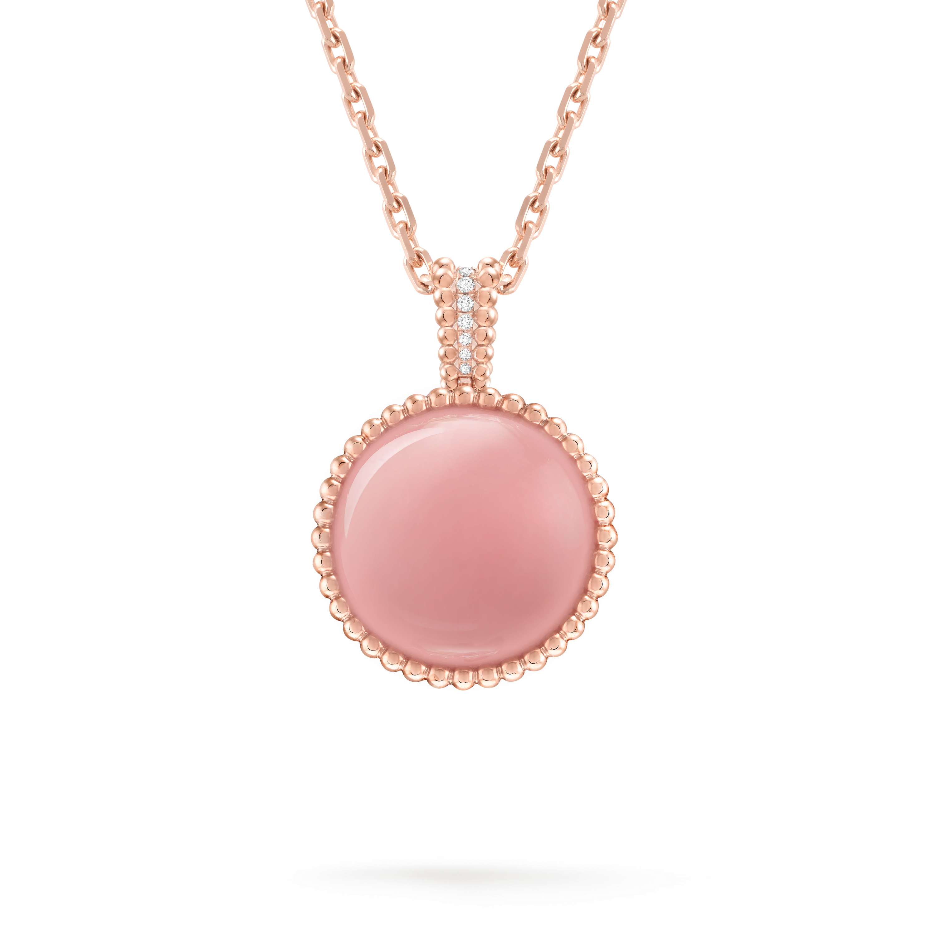 Perlée隐秘式吊坠表, 18K玫瑰金, 珍珠母贝:  1 宝石, 石英:  1 宝石, 钻石:  40颗,  0.92 克拉, Back, Watch_梵克雅宝_Van Cleef & Arpels