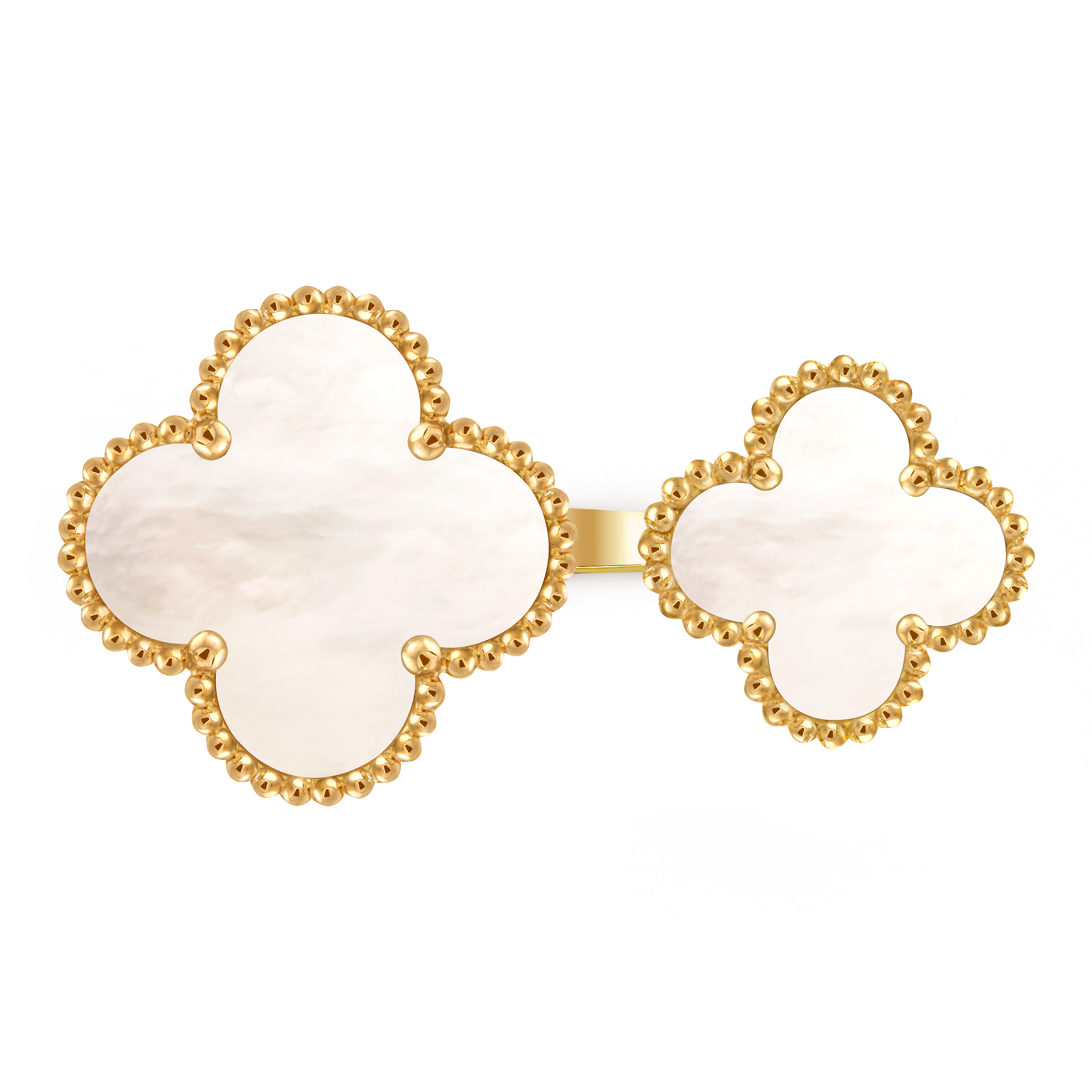 Magic Alhambra指间戒, 18K黄金, 珍珠母贝:  2颗, Top, Jewelry Ring_梵克雅宝_Van Cleef & Arpels