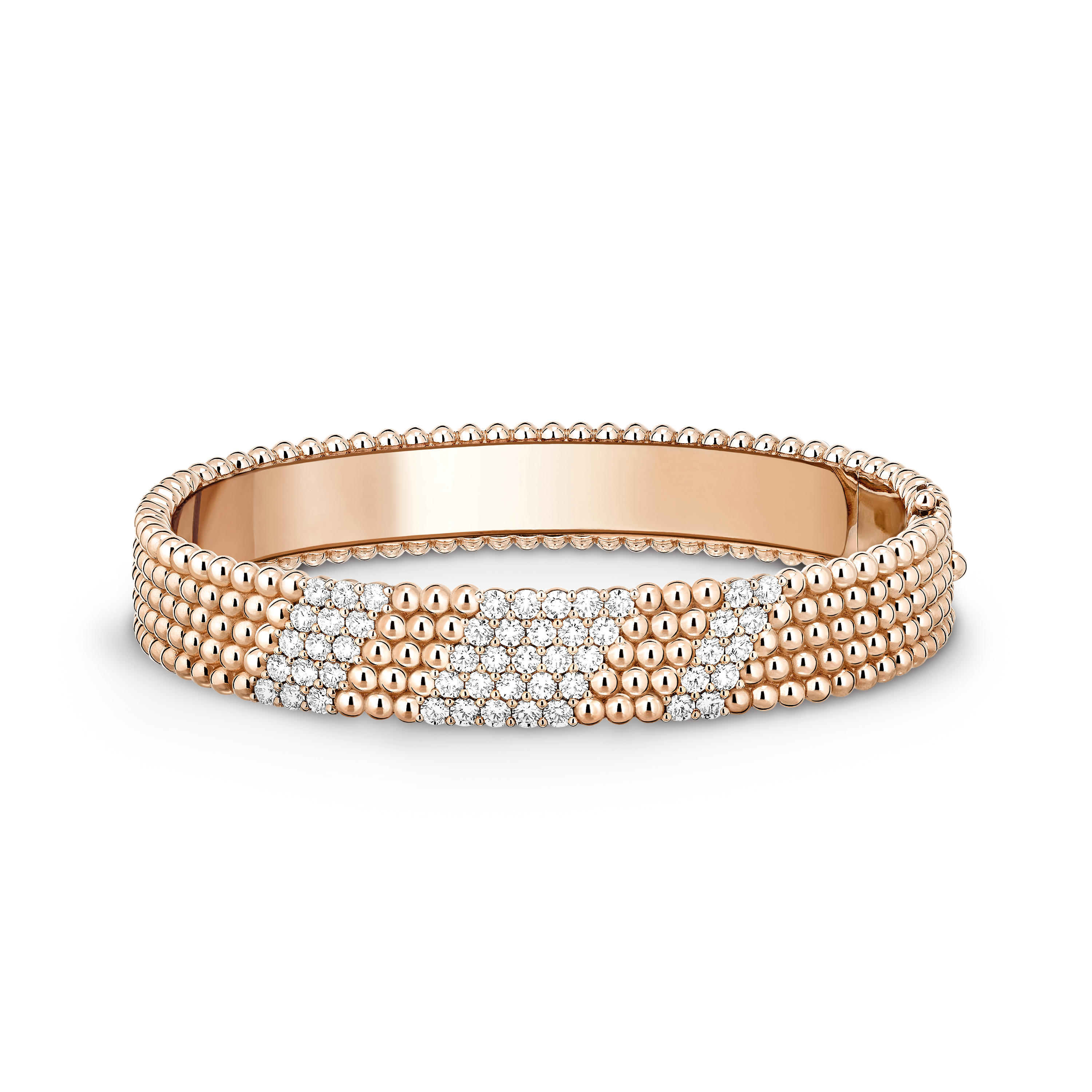Perlée diamonds bracelet, 5 rows, small model, 18K rose gold, Diamond:  50 stones,  2.01 carats, Front, Jewelry Bracelet - Van Cleef & Arpels