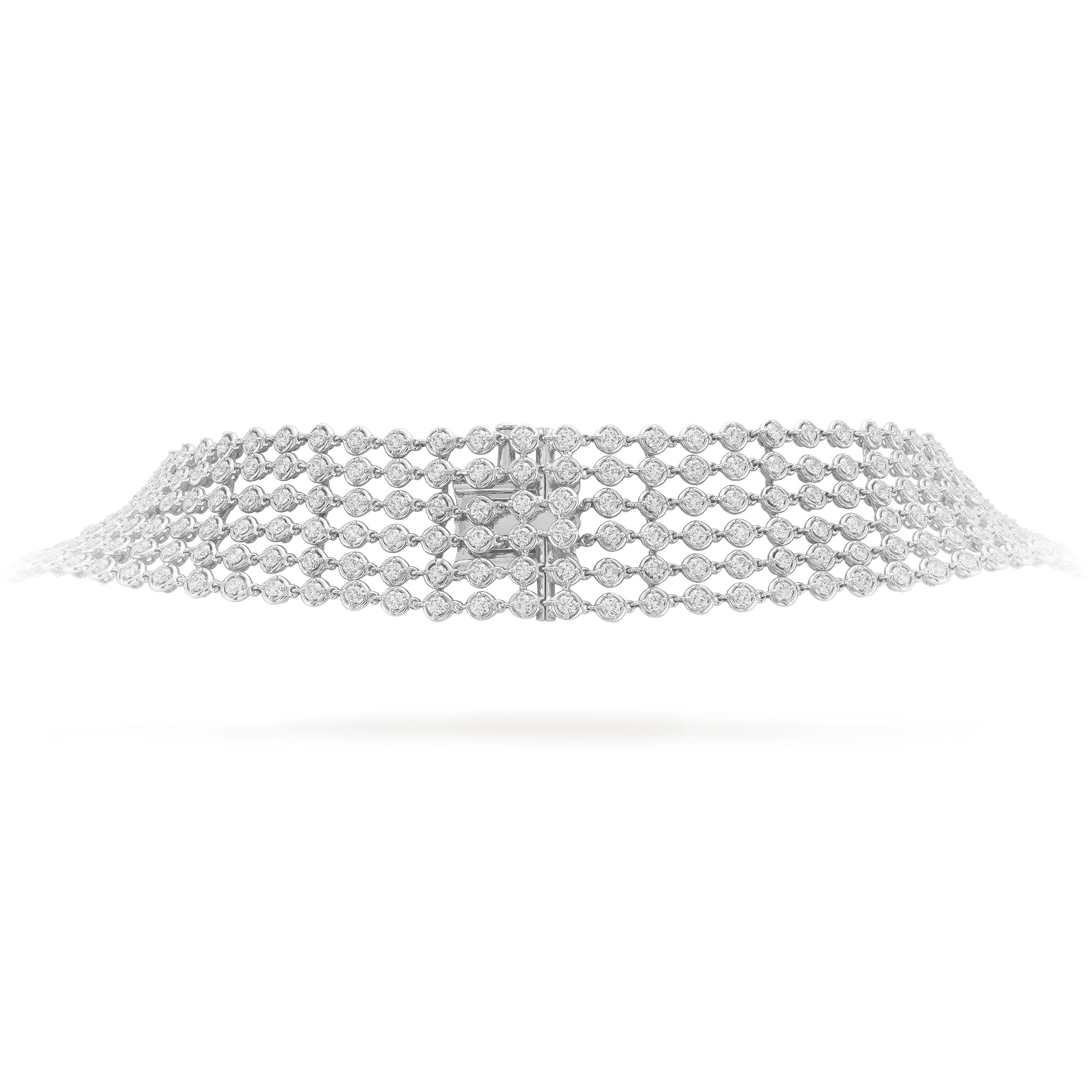 Palmyre necklace, 18K white gold, Diamond:  384 stones,  39.44 carats, Detail, High Jewelry Necklace - Van Cleef & Arpels