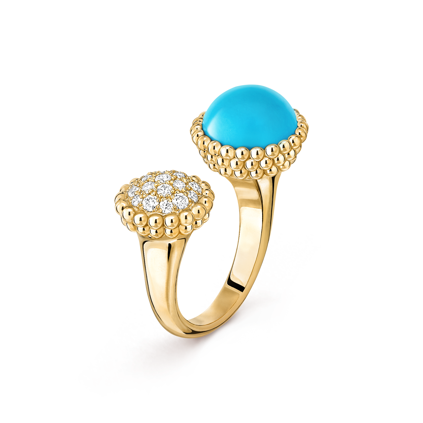 Perlée couleurs pendant 18K yellow gold, Turquoise- Van