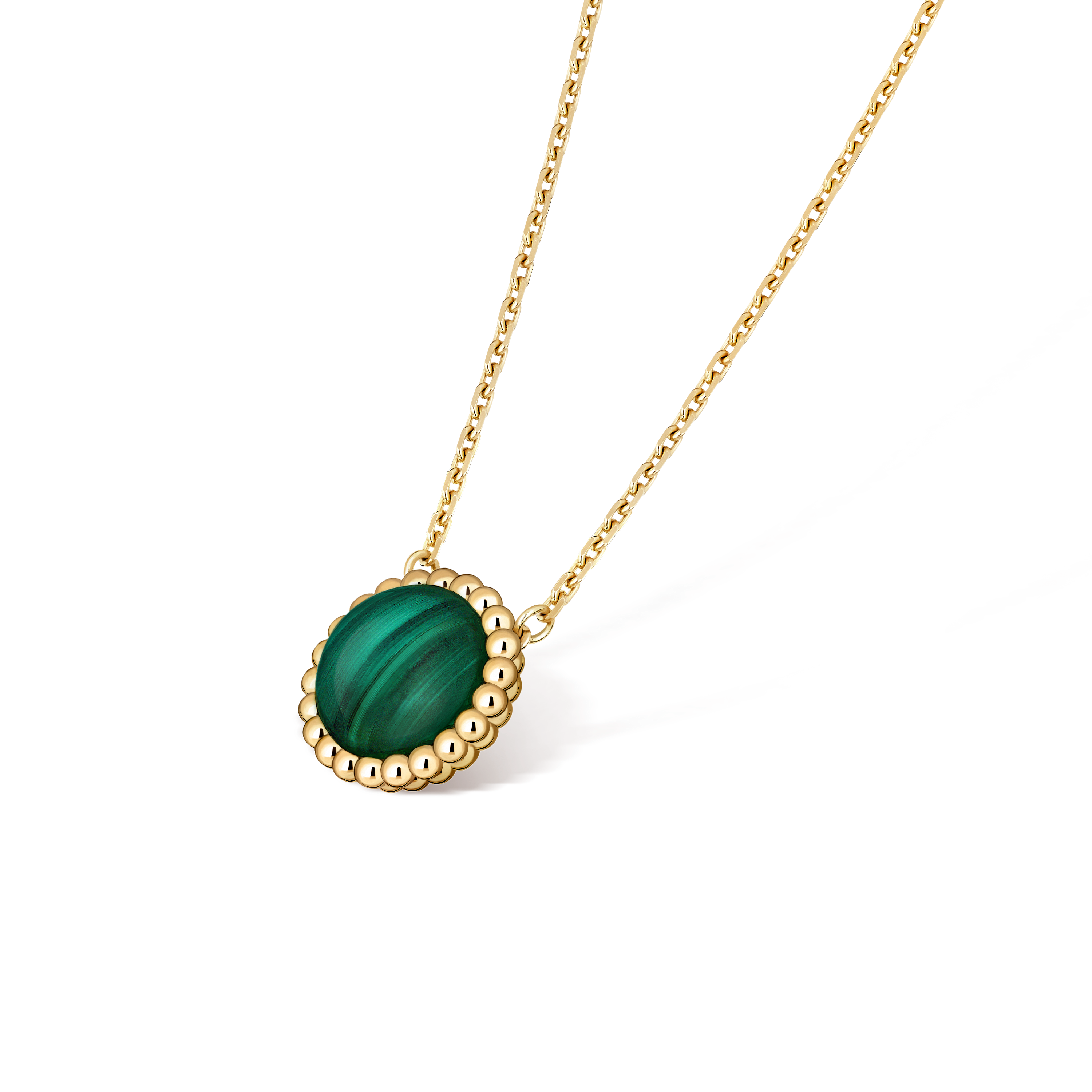 Perlée couleurs pendant, 18K yellow gold, Malachite:  1 stone, Three Fourth, Jewelry Pendent - Van Cleef & Arpels