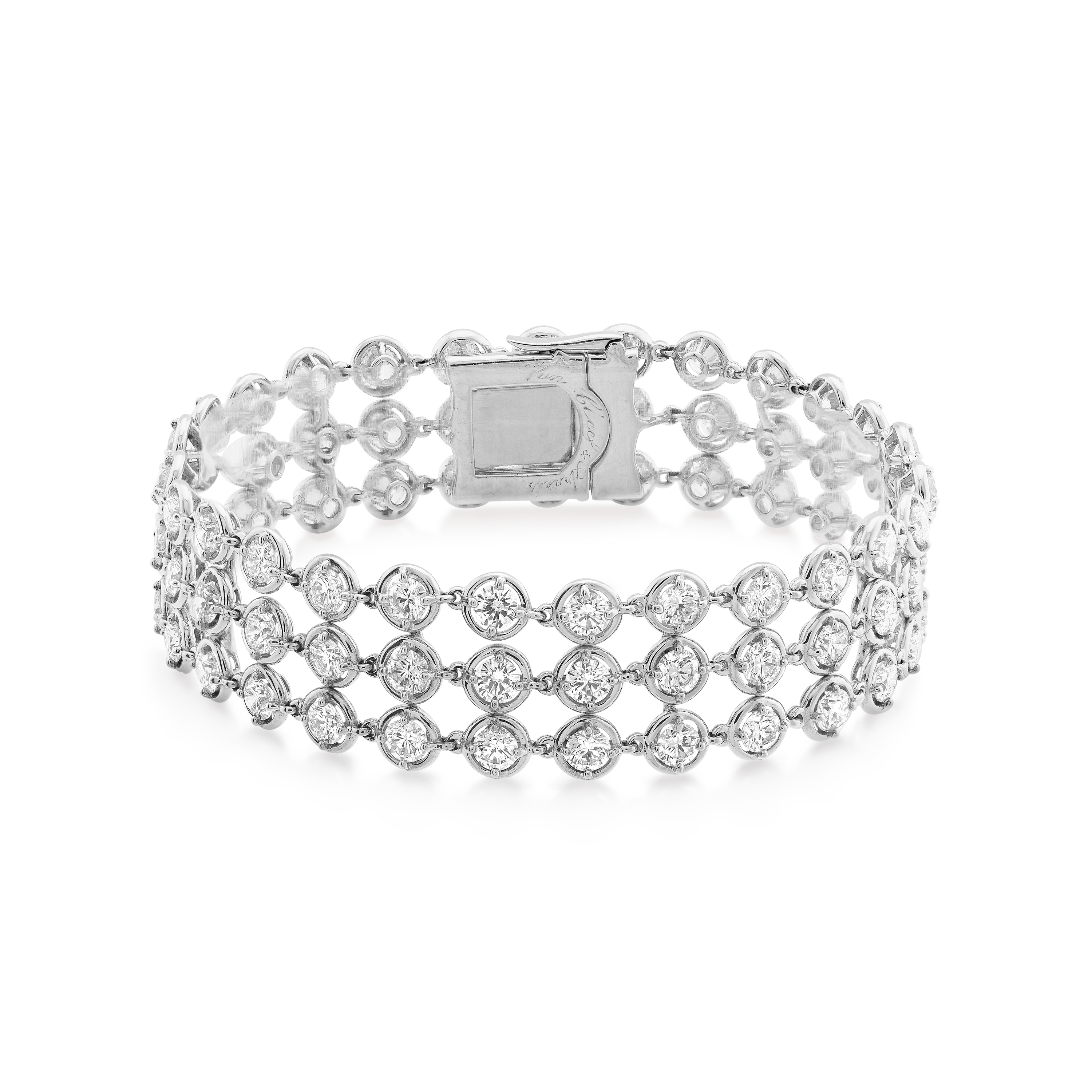 Palmyre bracelet, 18K white gold, Diamond:  81 stones,  11.29 carats, Front, High Jewelry Bracelet - Van Cleef & Arpels