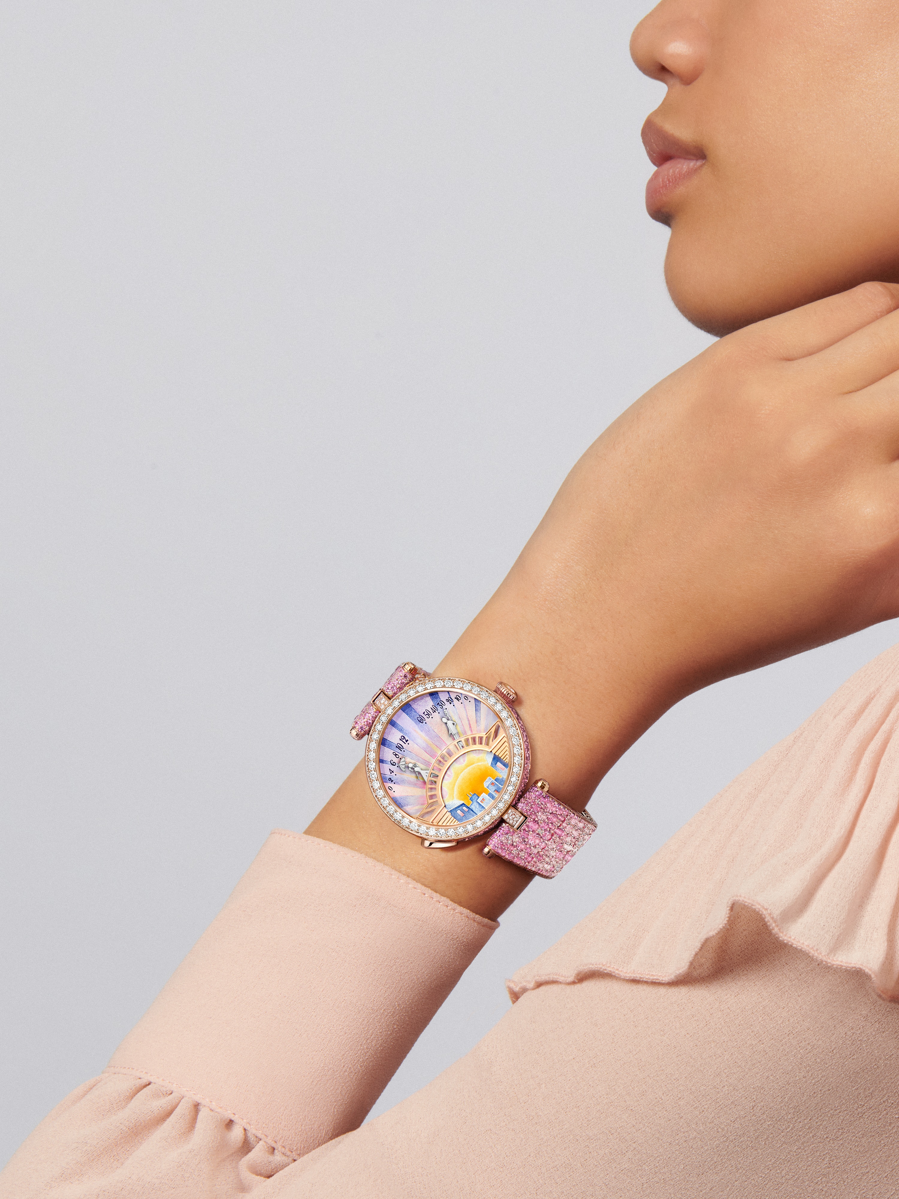 アルベール・ルブール、「LES LAVEUSES A PONT-DU-CHATE Lady Arpels Pont des Amoureux Aube watch 18K rose gold, Diamond