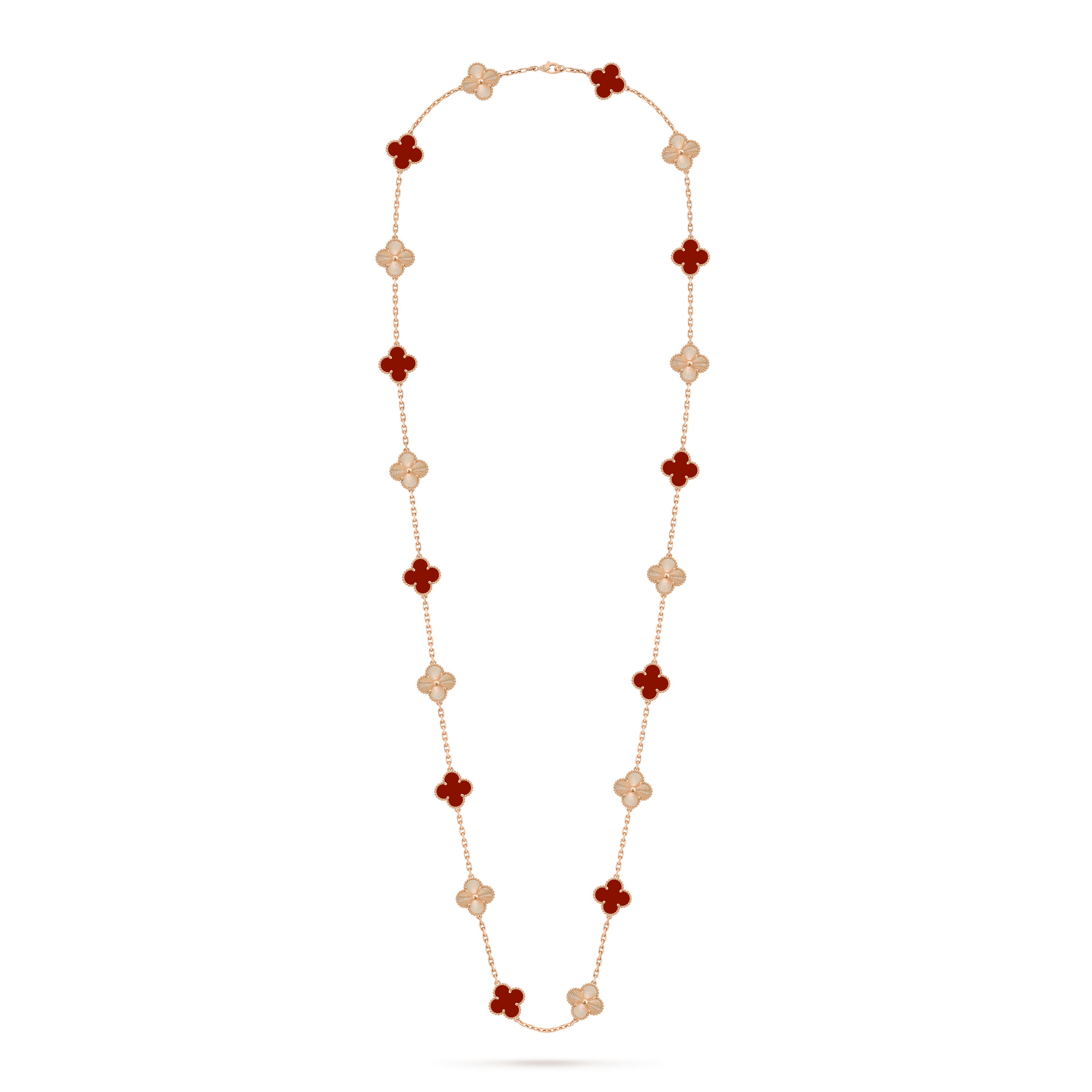 Vintage Alhambra bracelet, 5 motifs 18K rose gold, Carnelian
