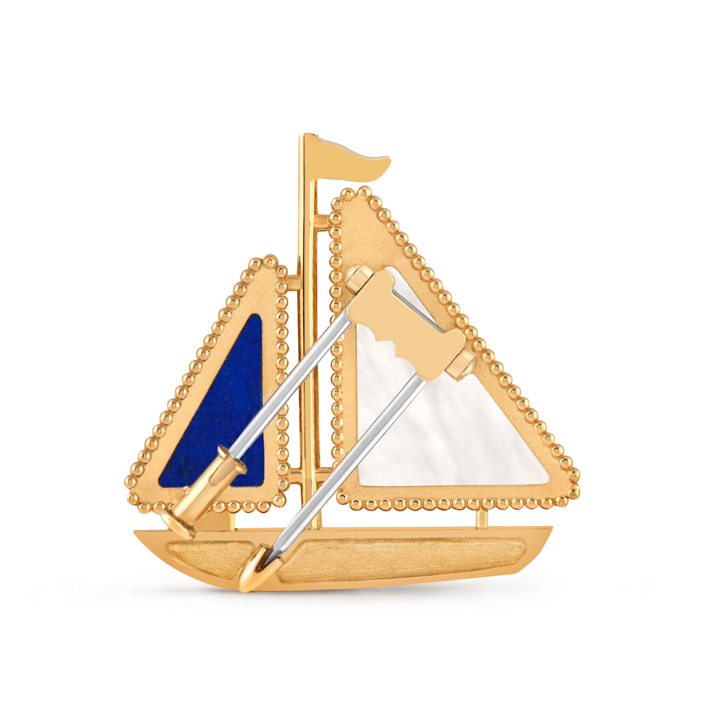 Lucky Summer Boat胸针, 18K黄金, 珍珠母贝:  1 宝石, 青金石:  1 宝石, Back, Jewelry Clip_梵克雅宝_Van Cleef & Arpels