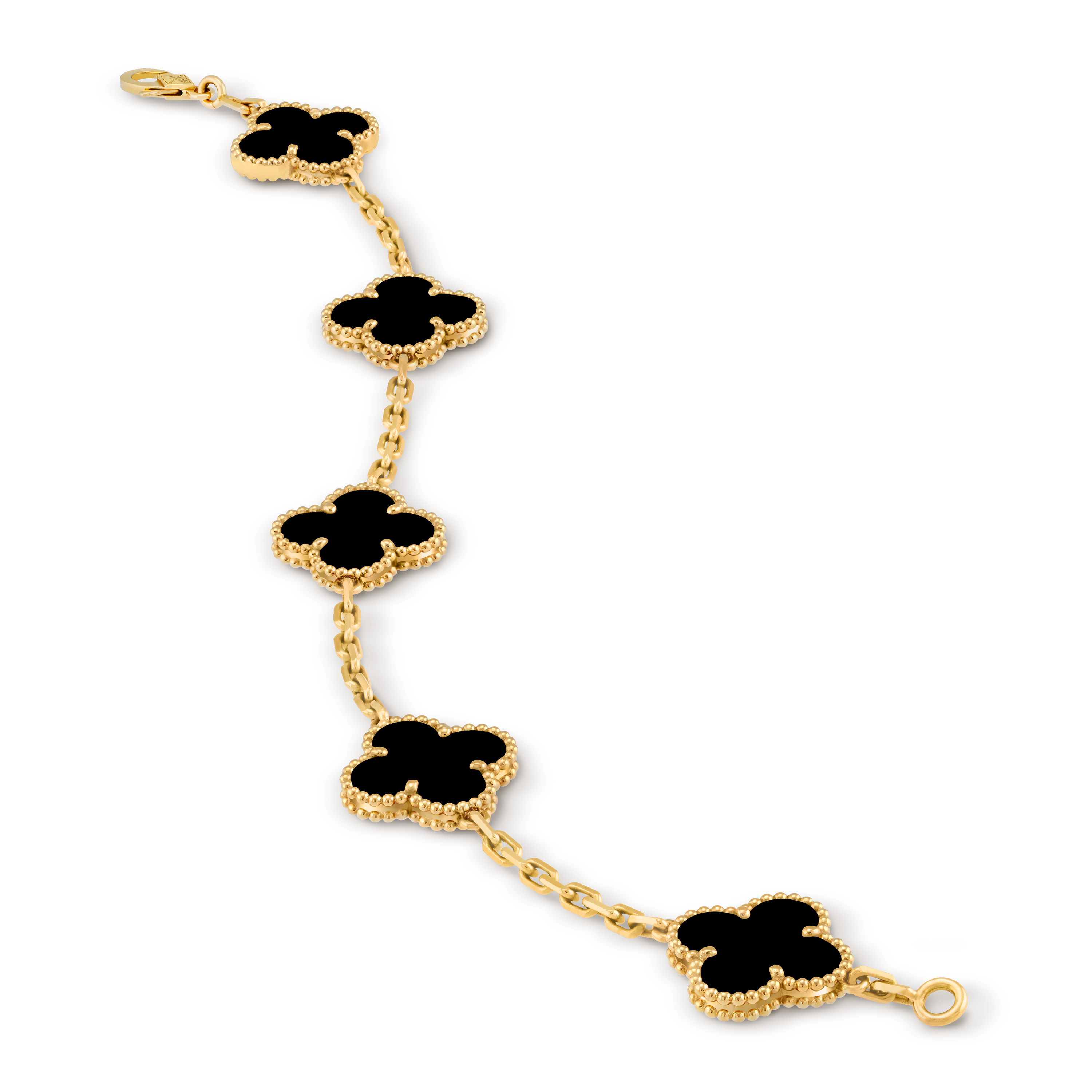 Vintage Alhambra手链，5图案, 18K黄金, 缟玛瑙:  5颗, Close Up, Jewelry Bracelet_梵克雅宝_Van Cleef & Arpels