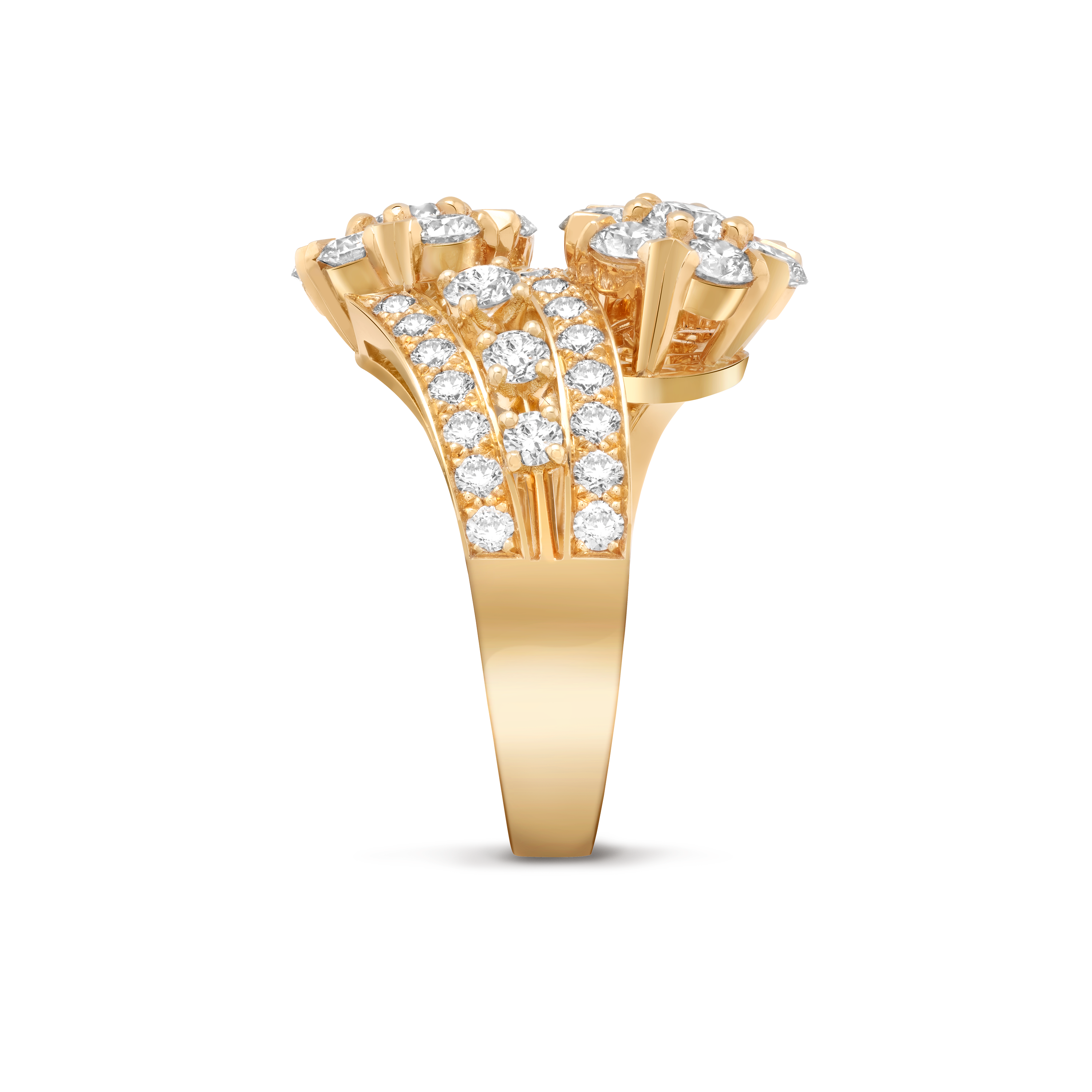 Snowflake戒指, 18K黄金, 钻石:  50颗,  3 克拉, Profile, High Jewelry Ring_梵克雅宝_Van Cleef & Arpels