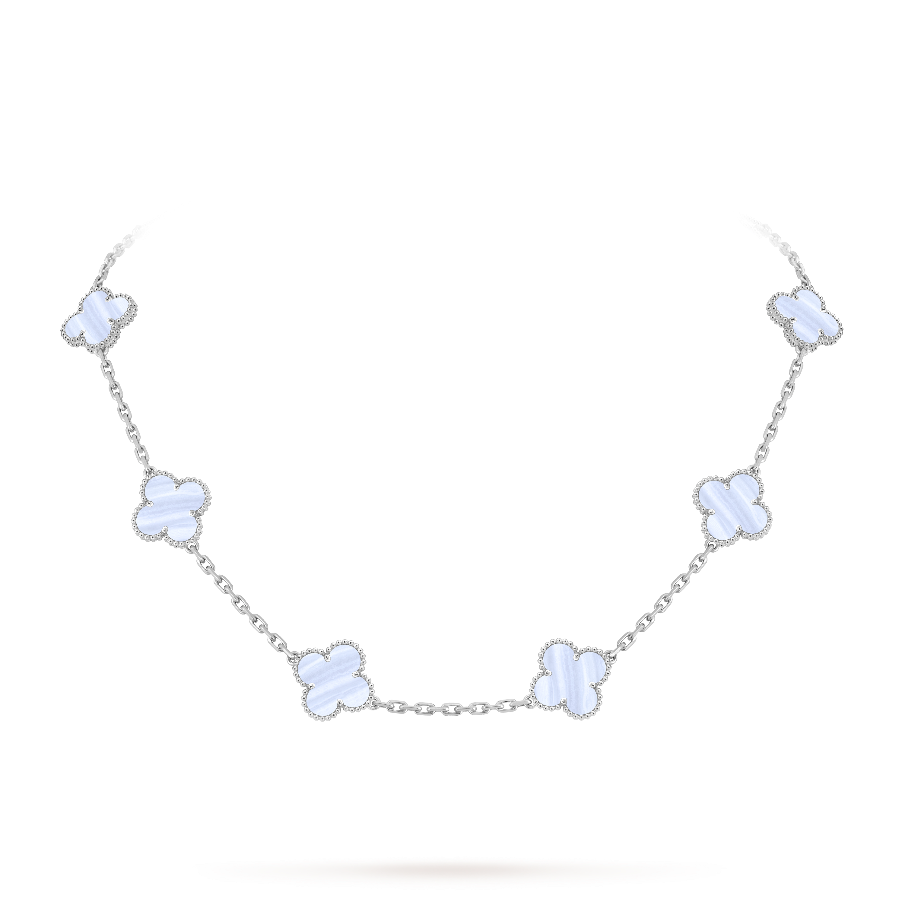 Vintage Alhambra necklace, 10 motifs 18K white gold