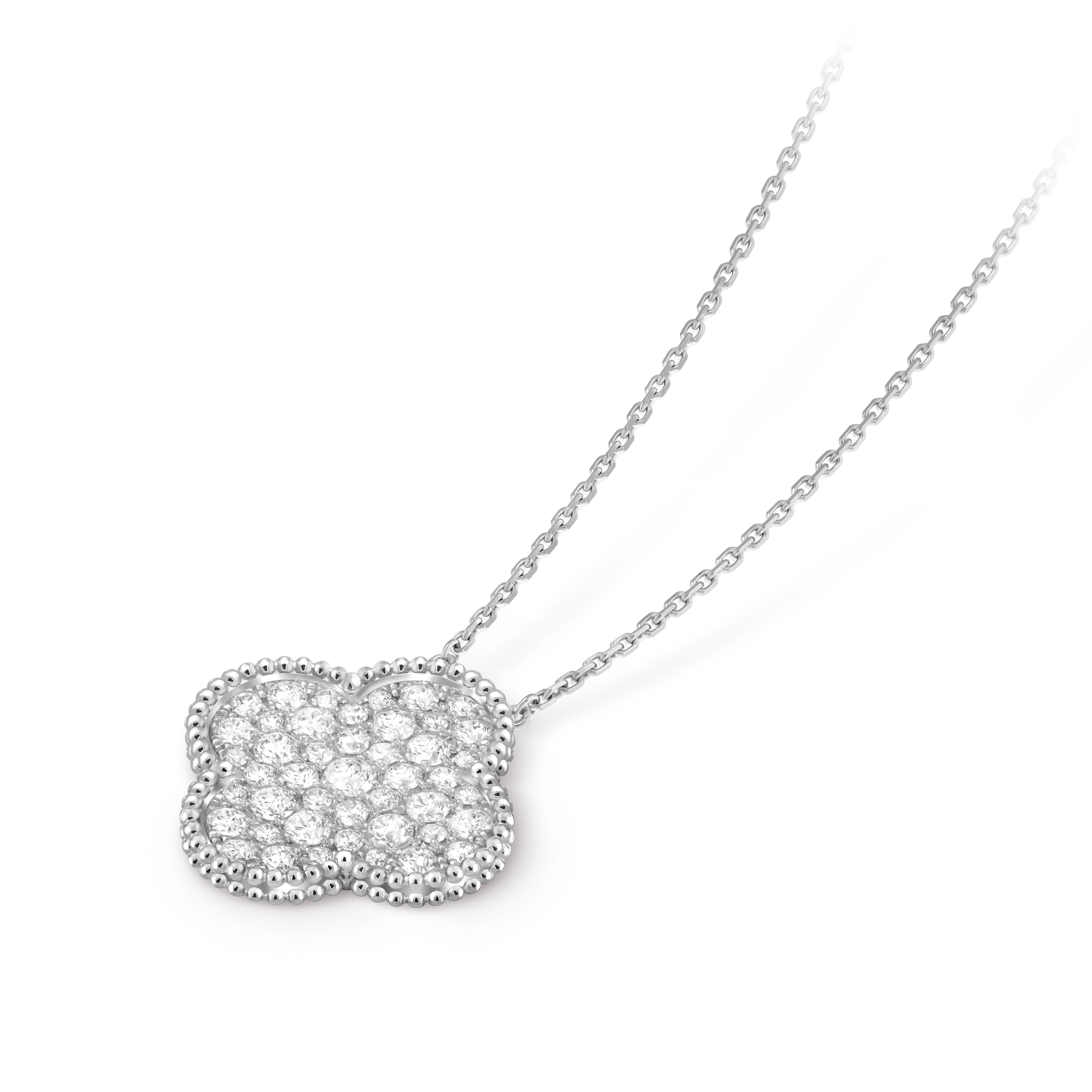 Magic Alhambra吊坠, 18K白金, 钻石:  45颗,  2.44 克拉, Back, Jewelry Pendent_梵克雅宝_Van Cleef & Arpels