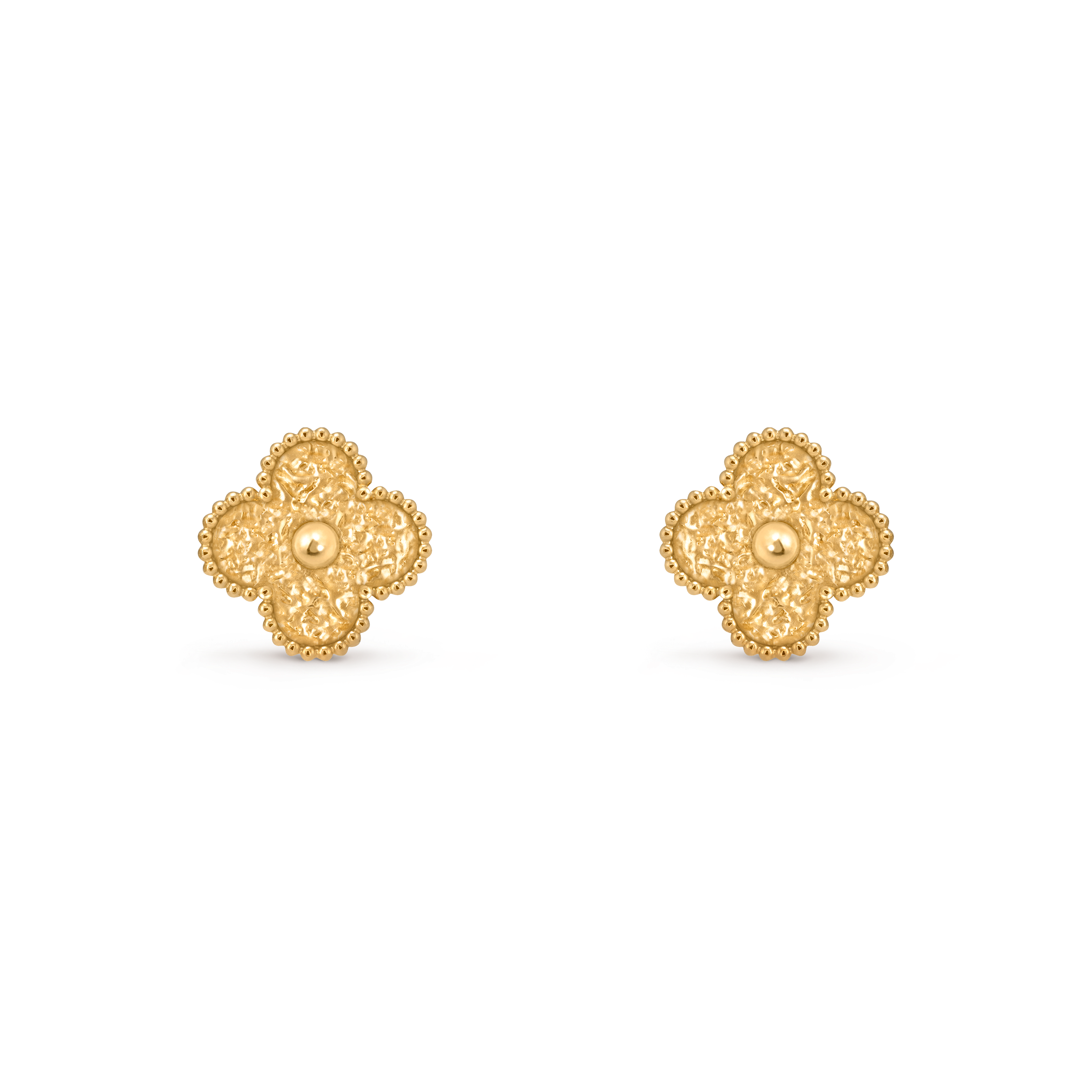 Vintage Alhambra耳环, 18K黄金, Front, Jewelry Earrings_梵克雅宝_Van Cleef & Arpels