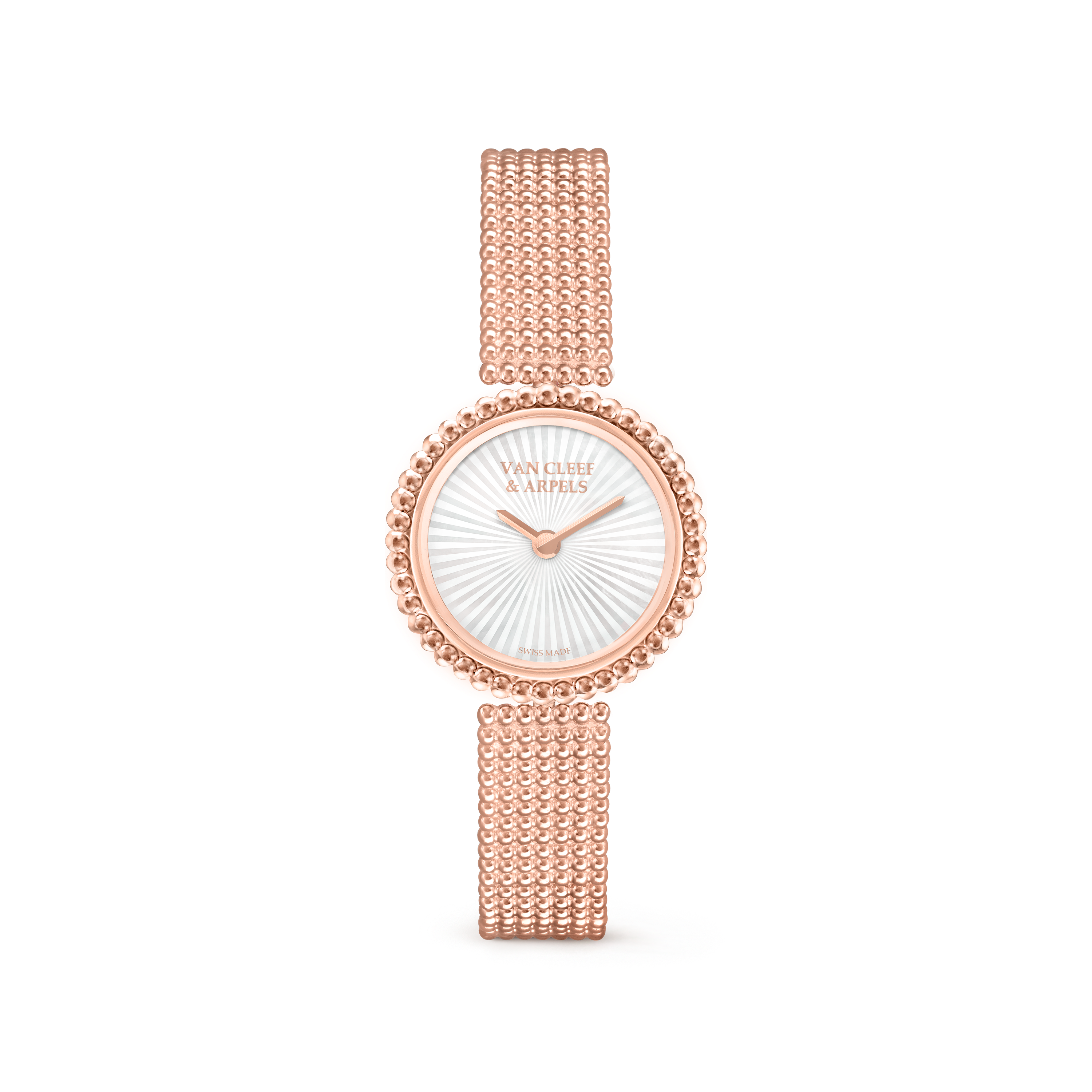 Perlée watch, 23 mm, 18K rose gold, Mother-of-pearl:  1 stone, Front, Watch - Van Cleef & Arpels